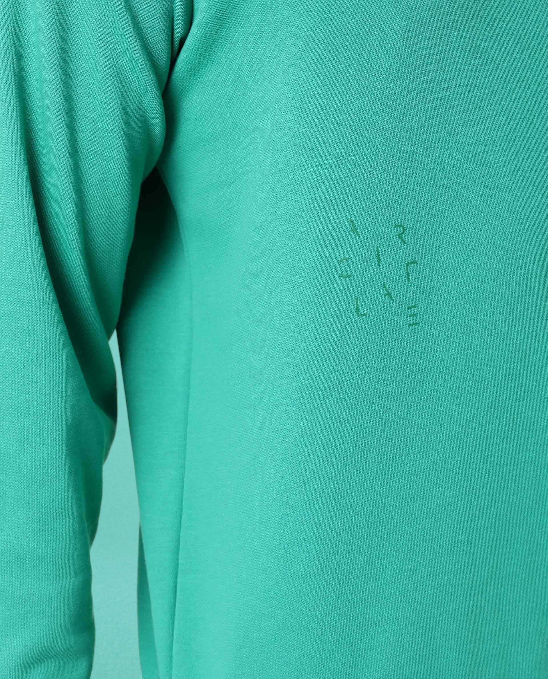 Rare Rabbit Articale Men's Arum Emerald Green Cotton Fabric Full Sleeves Solid Sweatshirt - Image 2