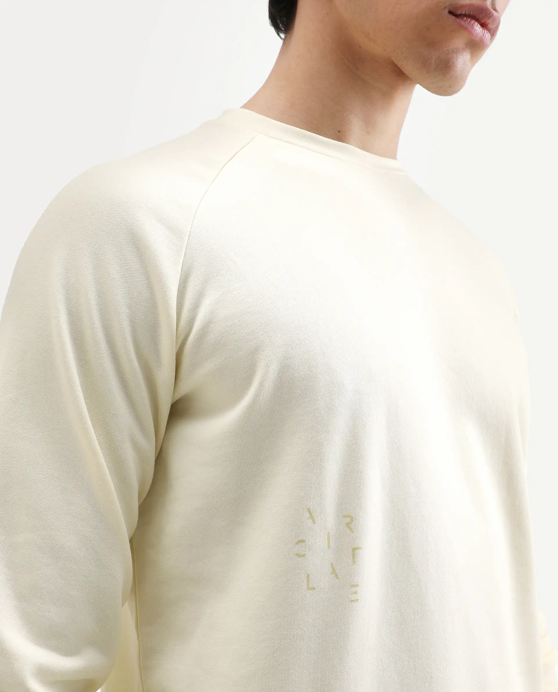 Rare Rabbit Articale Men's Arum Blonde Yellow Cotton Fabric Full Sleeves Solid Sweatshirt - Image 4