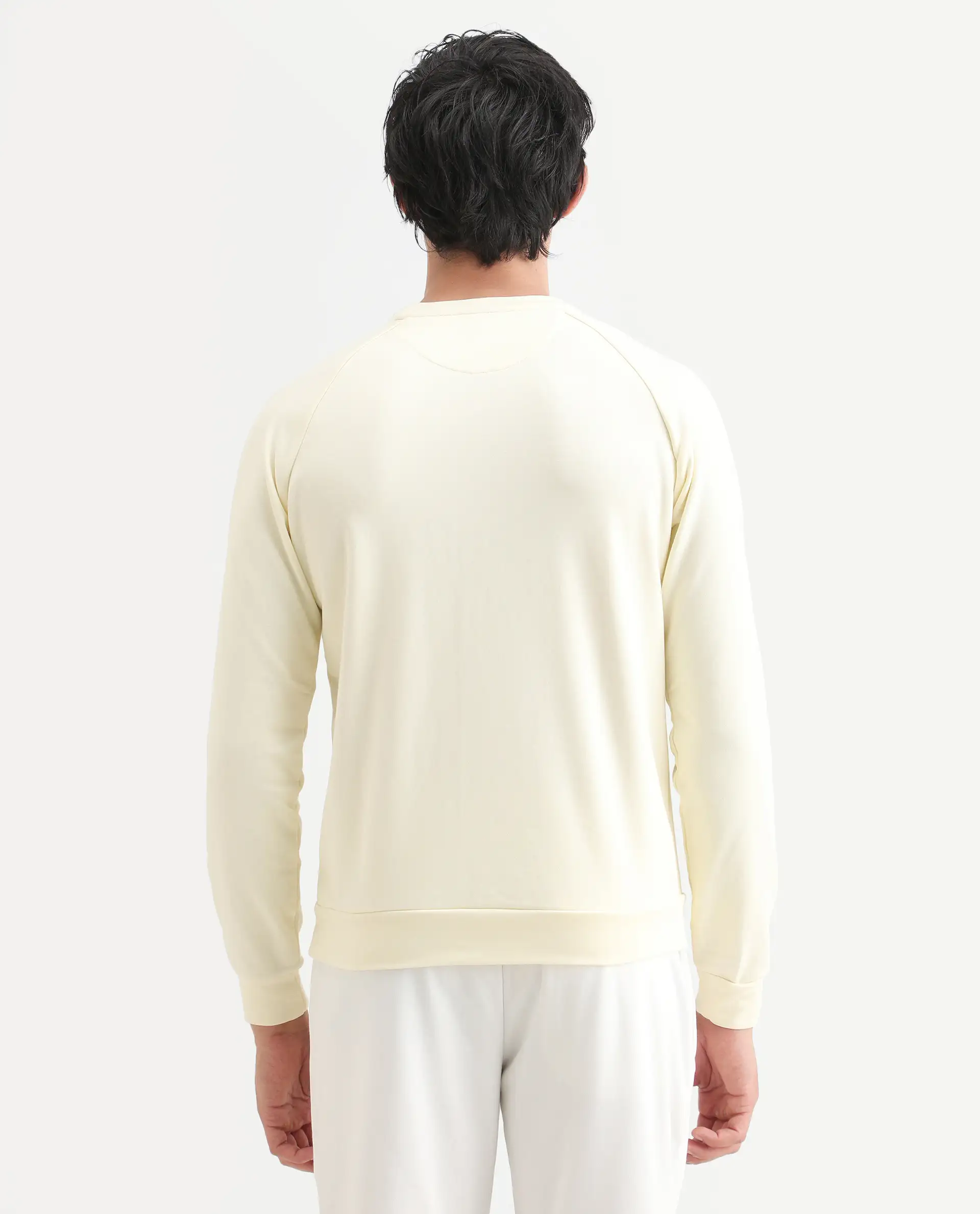 Rare Rabbit Articale Men's Arum Blonde Yellow Cotton Fabric Full Sleeves Solid Sweatshirt - Image 7