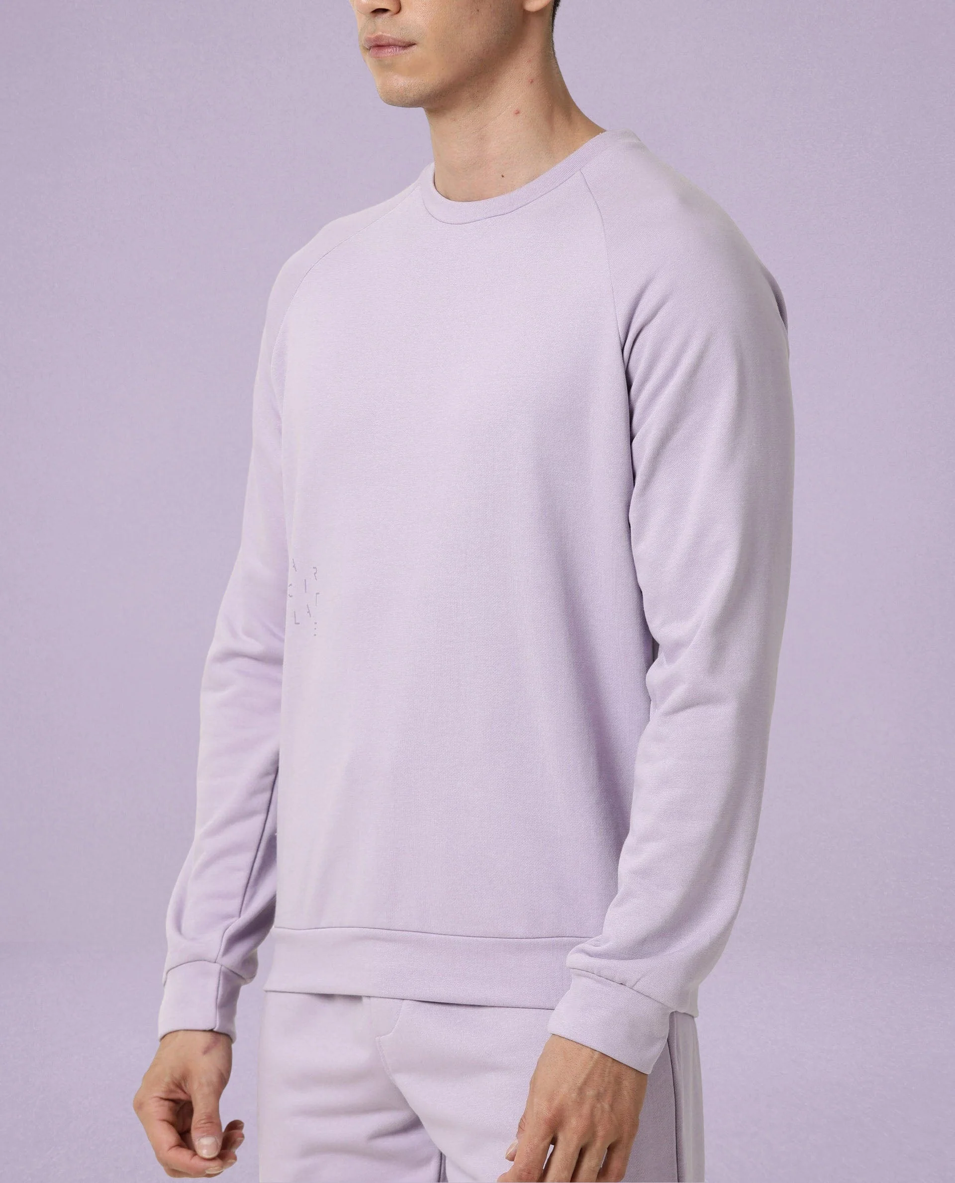 Rare Rabbit Articale Men's Arum Powder Lilac Cotton Fabric Full Sleeves Solid Sweatshirt - Image 4