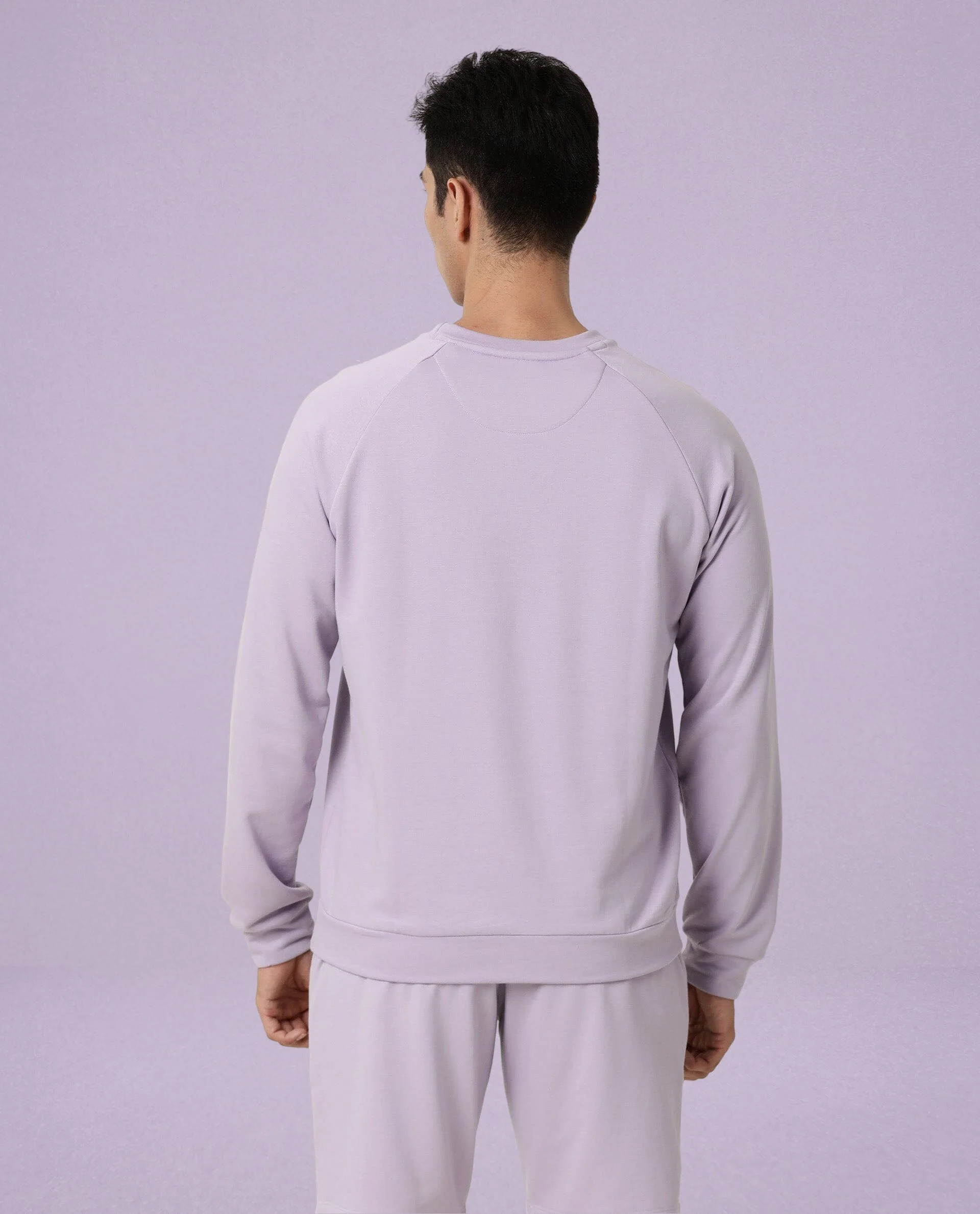 Rare Rabbit Articale Men's Arum Powder Lilac Cotton Fabric Full Sleeves Solid Sweatshirt - Image 5