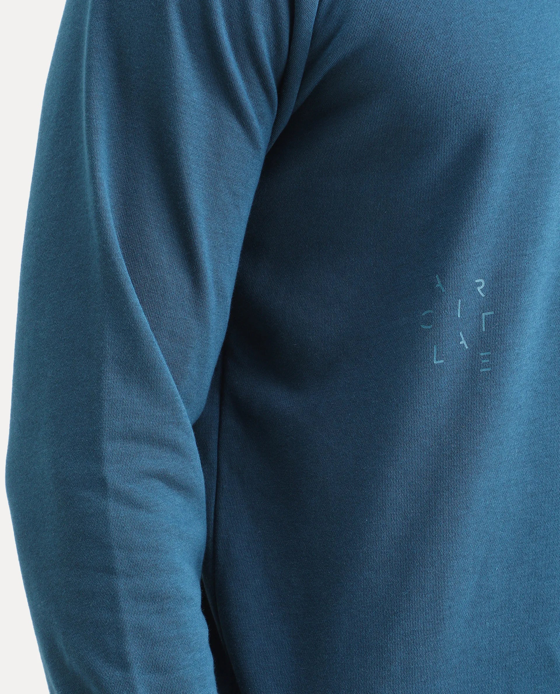 Rare Rabbit Articale Men's Arum Enamel Blue Cotton Fabric Full Sleeves Solid Sweatshirt - Image 4