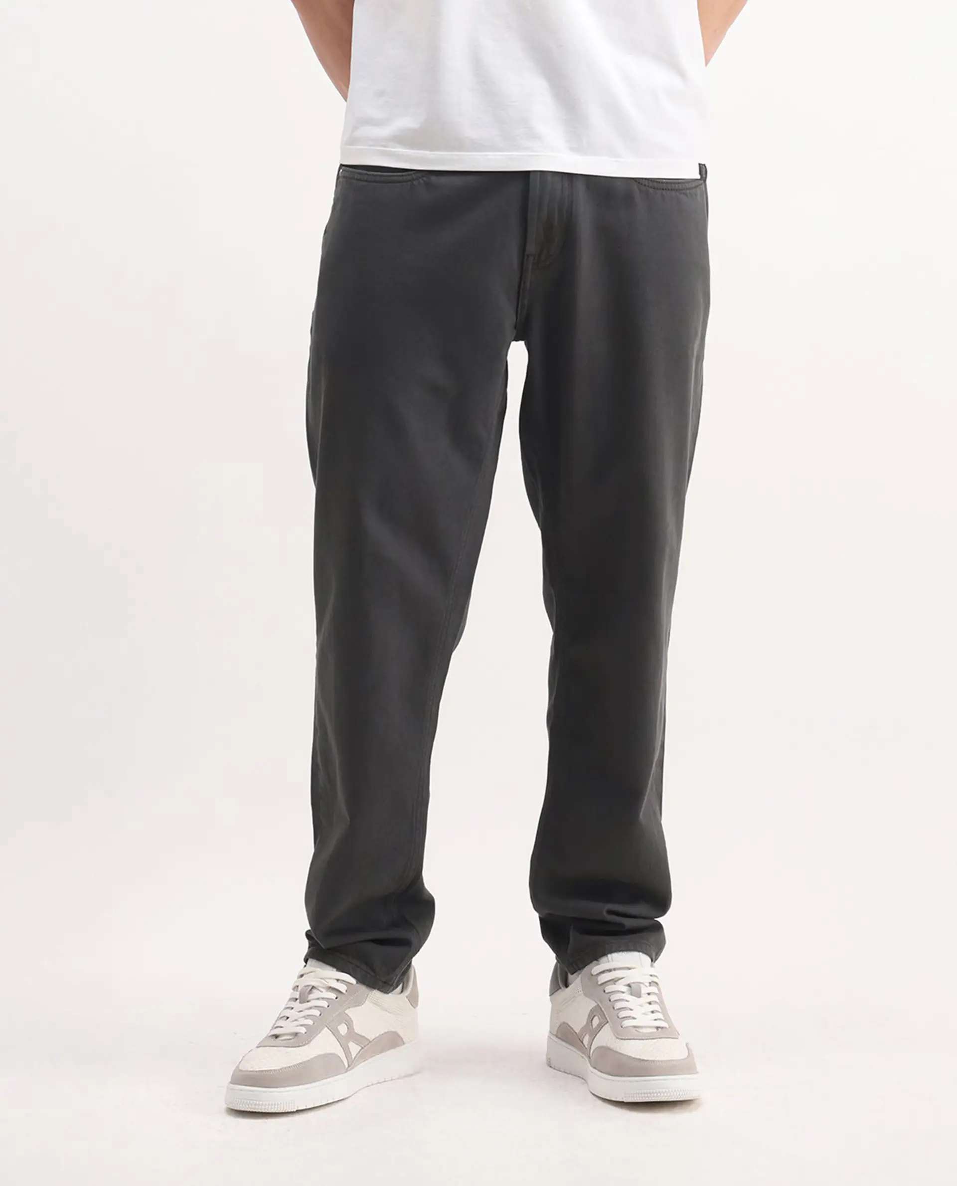 Rare Rabbit Men's Arvi-2 Dark Grey Cotton Blend Plain Dond Carrot Fit Jeans - Image 10