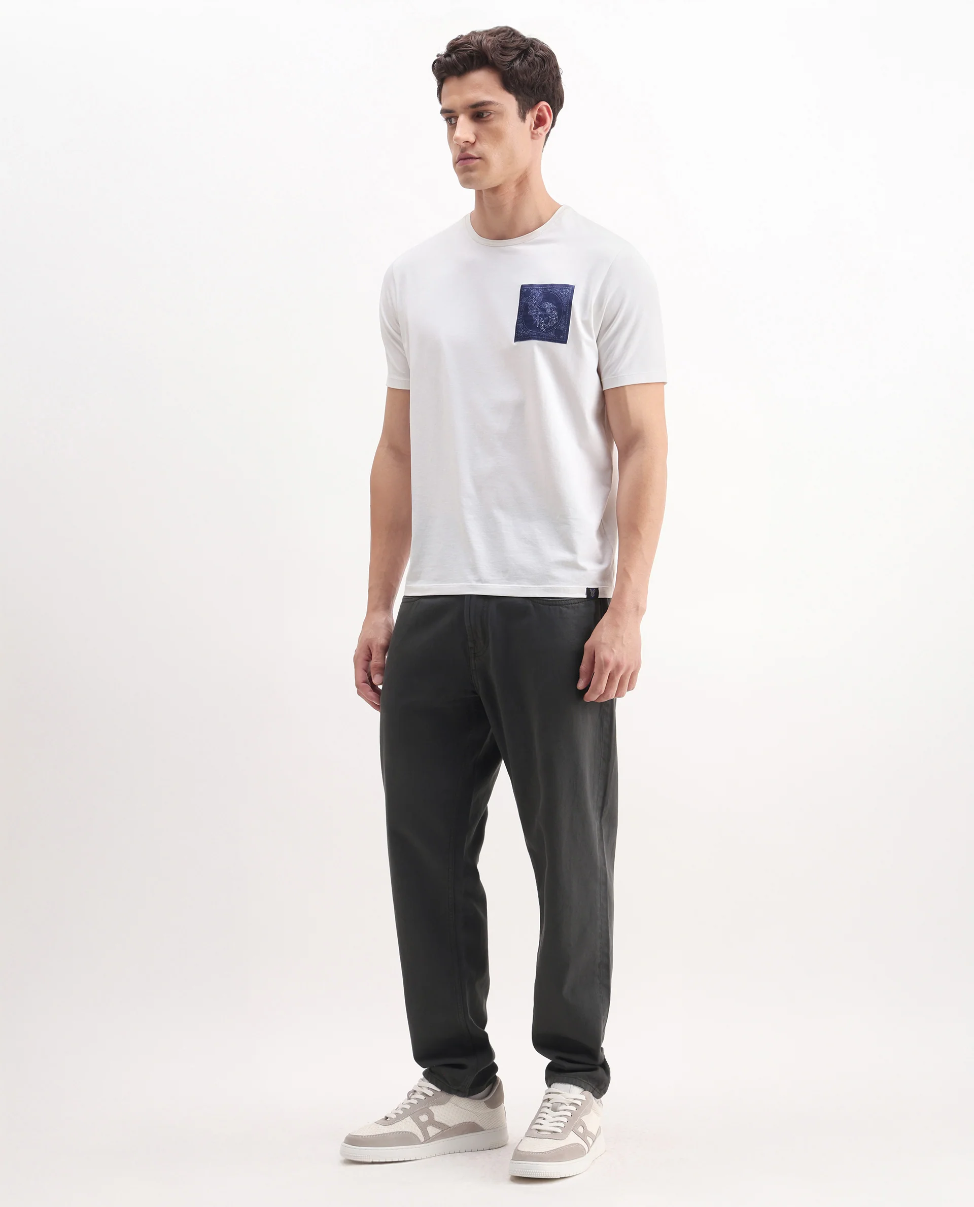 Rare Rabbit Men's Arvi-2 Dark Grey Cotton Blend Plain Dond Carrot Fit Jeans - Image 7