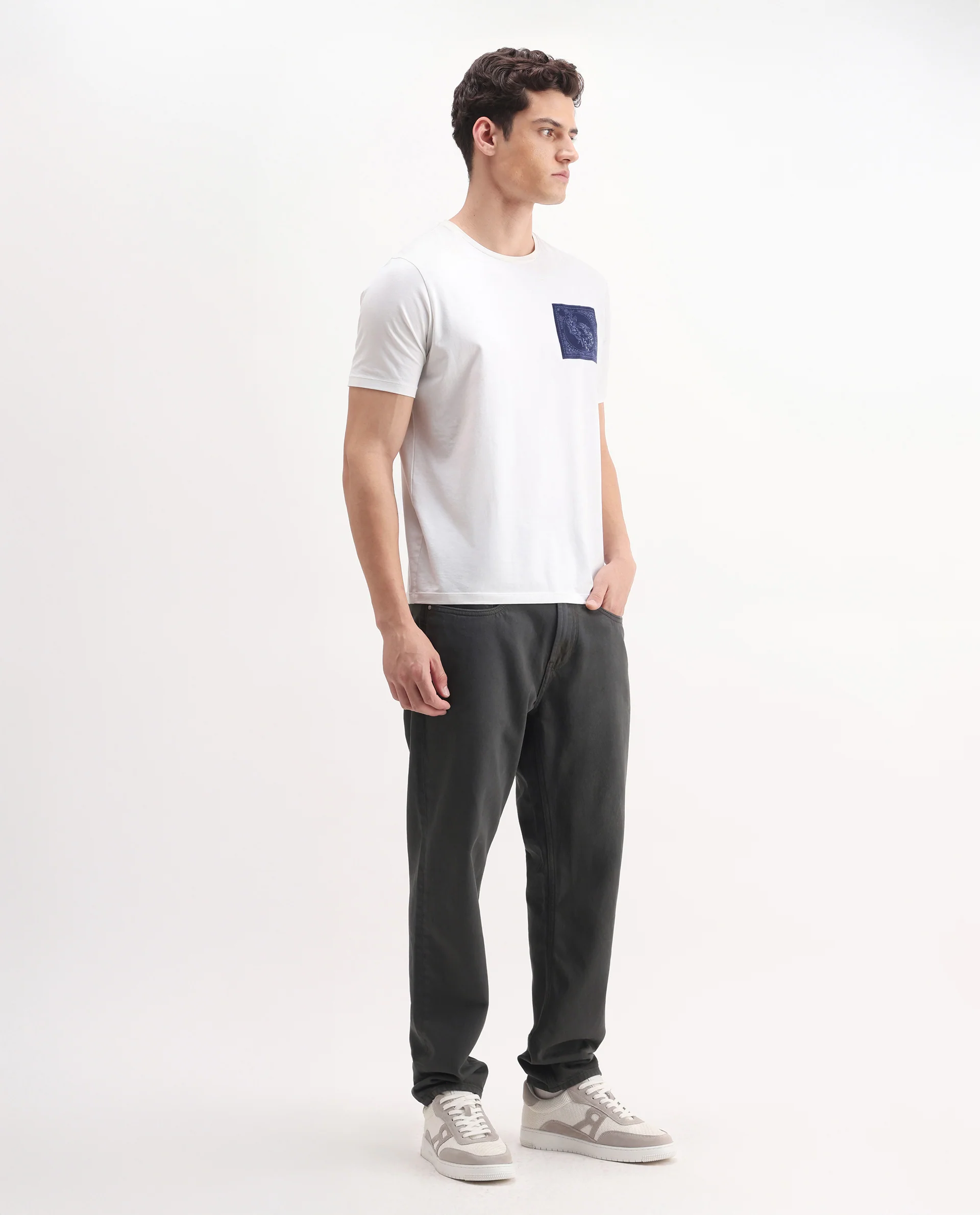 Rare Rabbit Men's Arvi-2 Dark Grey Cotton Blend Plain Dond Carrot Fit Jeans - Image 8