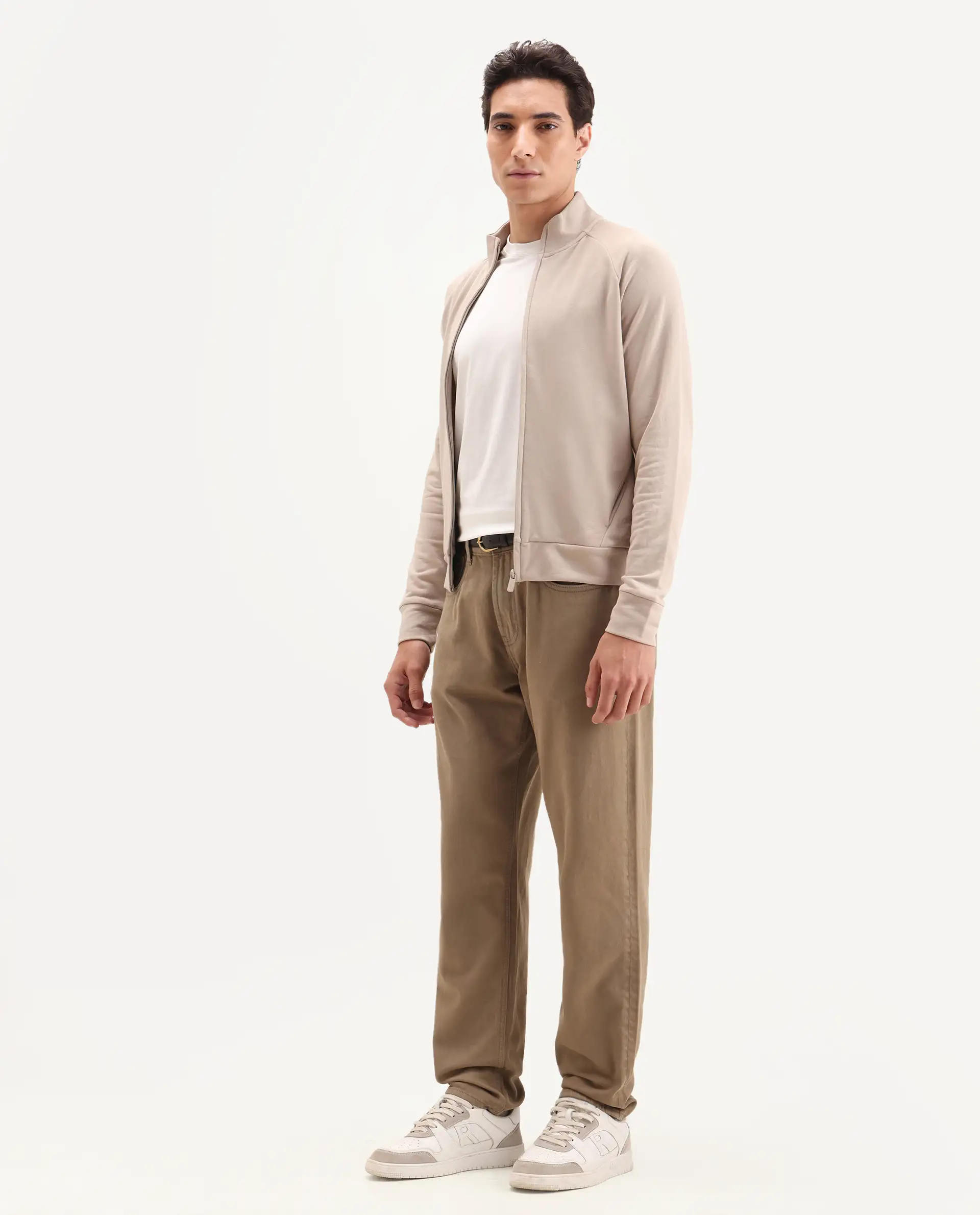 Rare Rabbit Men's Arvi-2 Olive Cotton Blend Plain Dond Carrot Fit Jeans - Image 6
