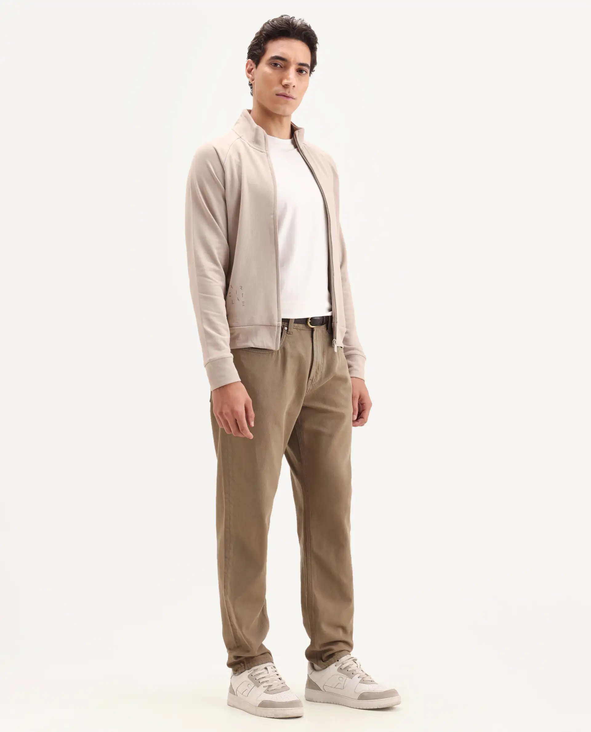 Rare Rabbit Men's Arvi-2 Olive Cotton Blend Plain Dond Carrot Fit Jeans - Image 7