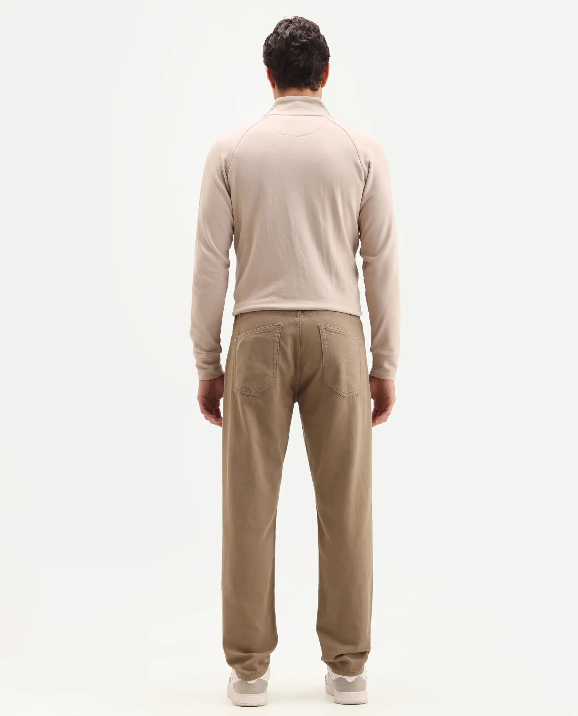Rare Rabbit Men's Arvi-2 Olive Cotton Blend Plain Dond Carrot Fit Jeans - Image 8