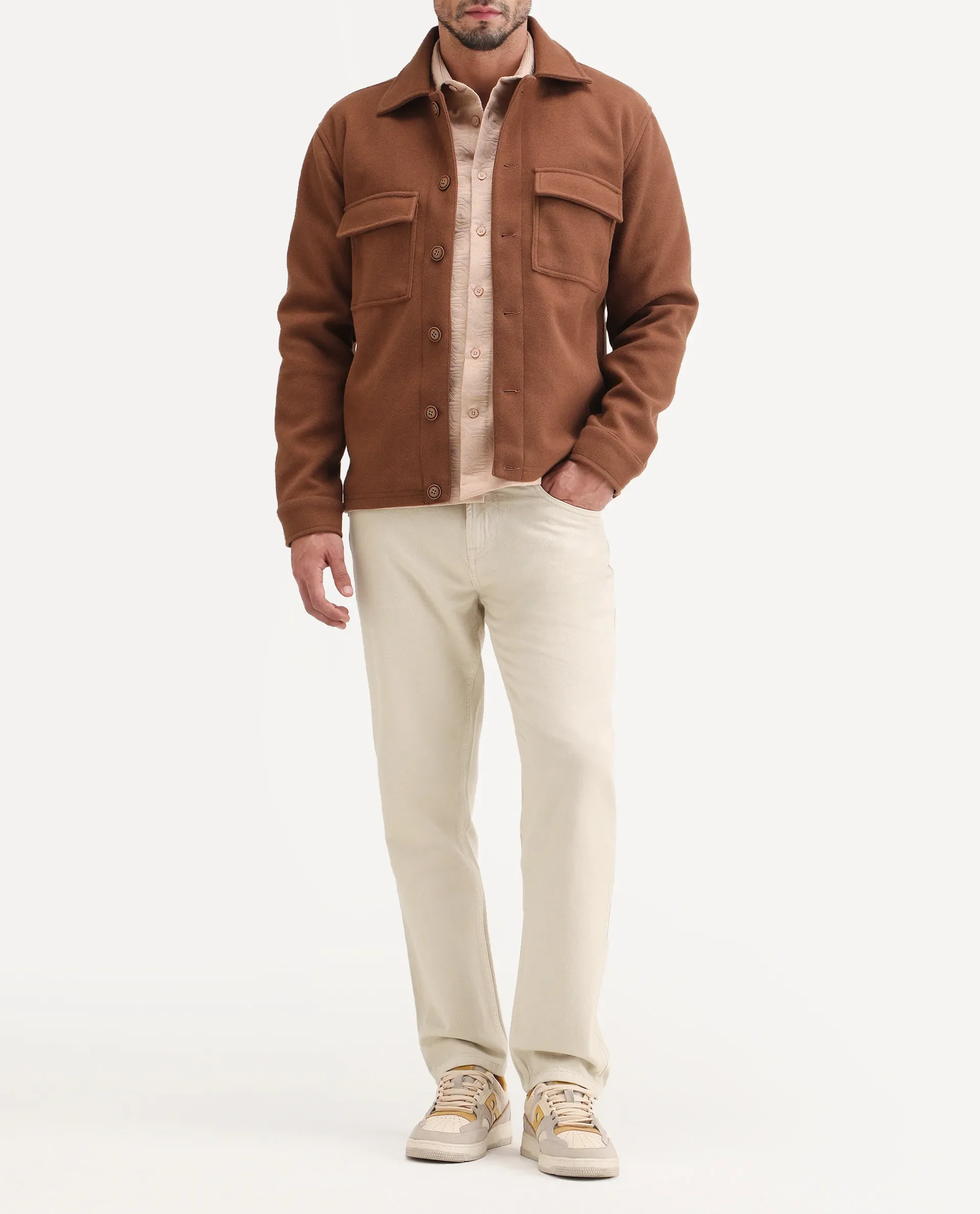 Rare Rabbit Men's Arvi B Beige Cotton Fabric Shank And Zipper Kurt Carrot Plain Jeans - Image 2