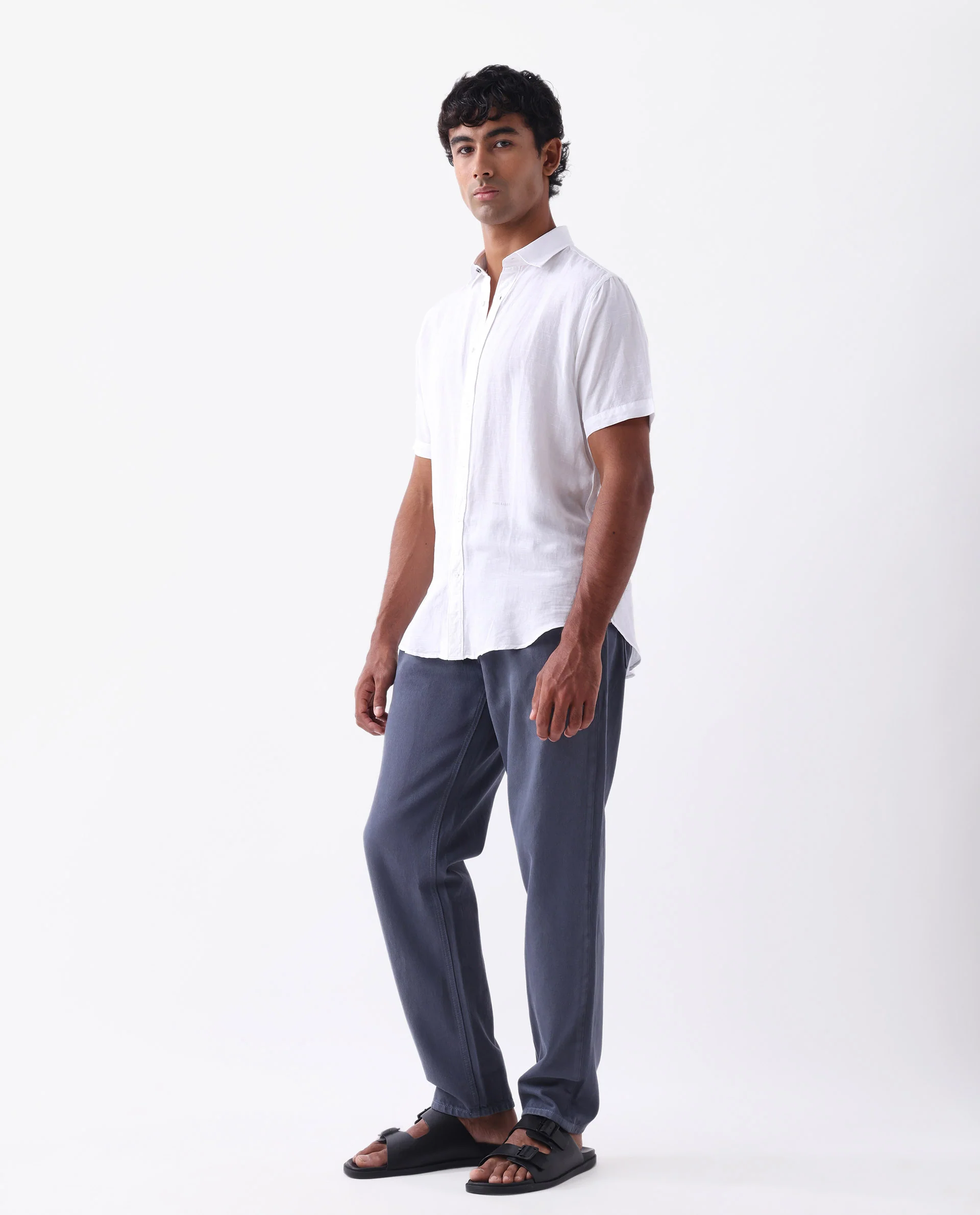 Rare Rabbit Men's Arvi Blue Cotton Plain Dond Carrot Fit Jeans - Image 3