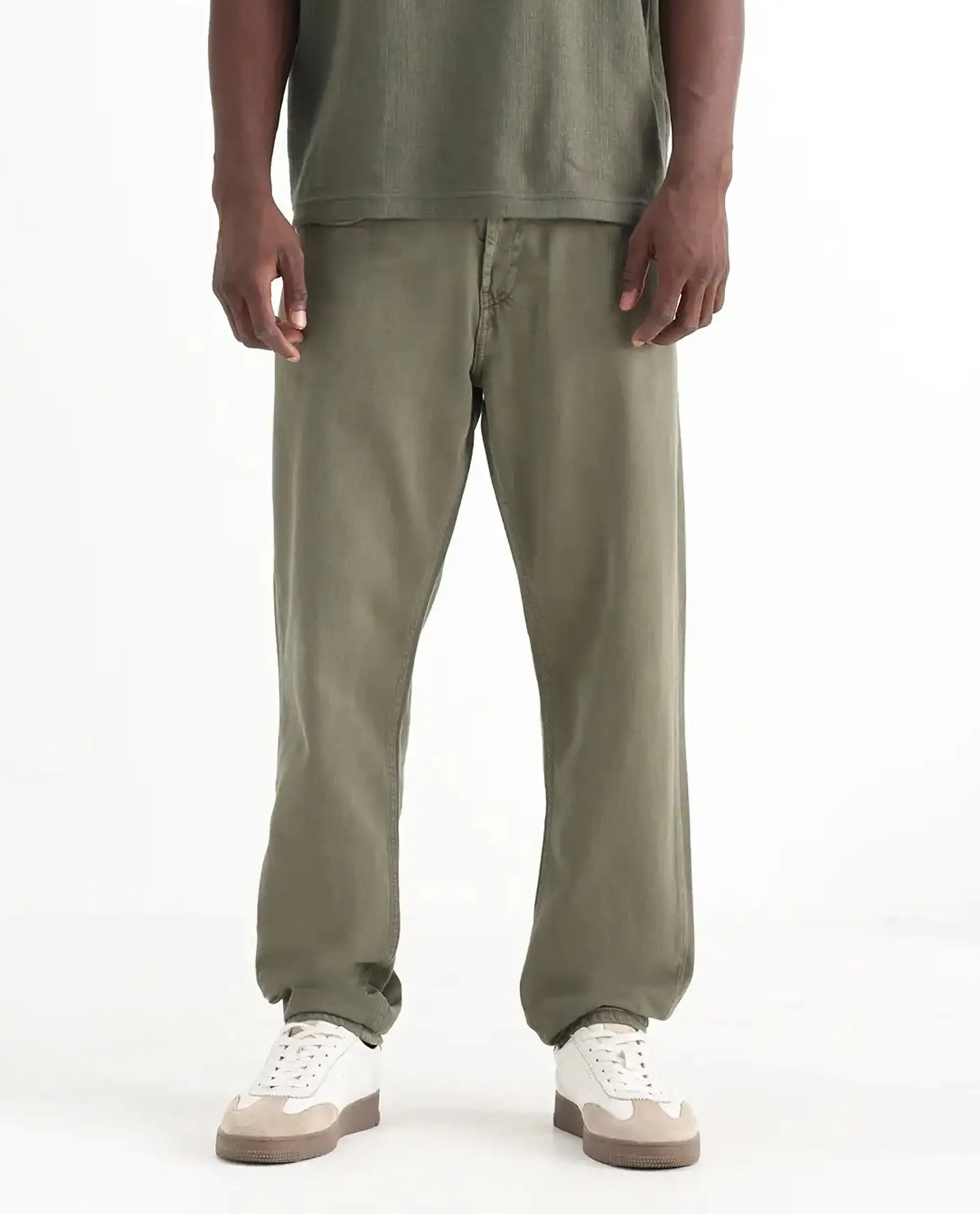 Rare Rabbit Men's Arvi Green Cotton Plain Dond Carrot Fit Jeans - Image 10