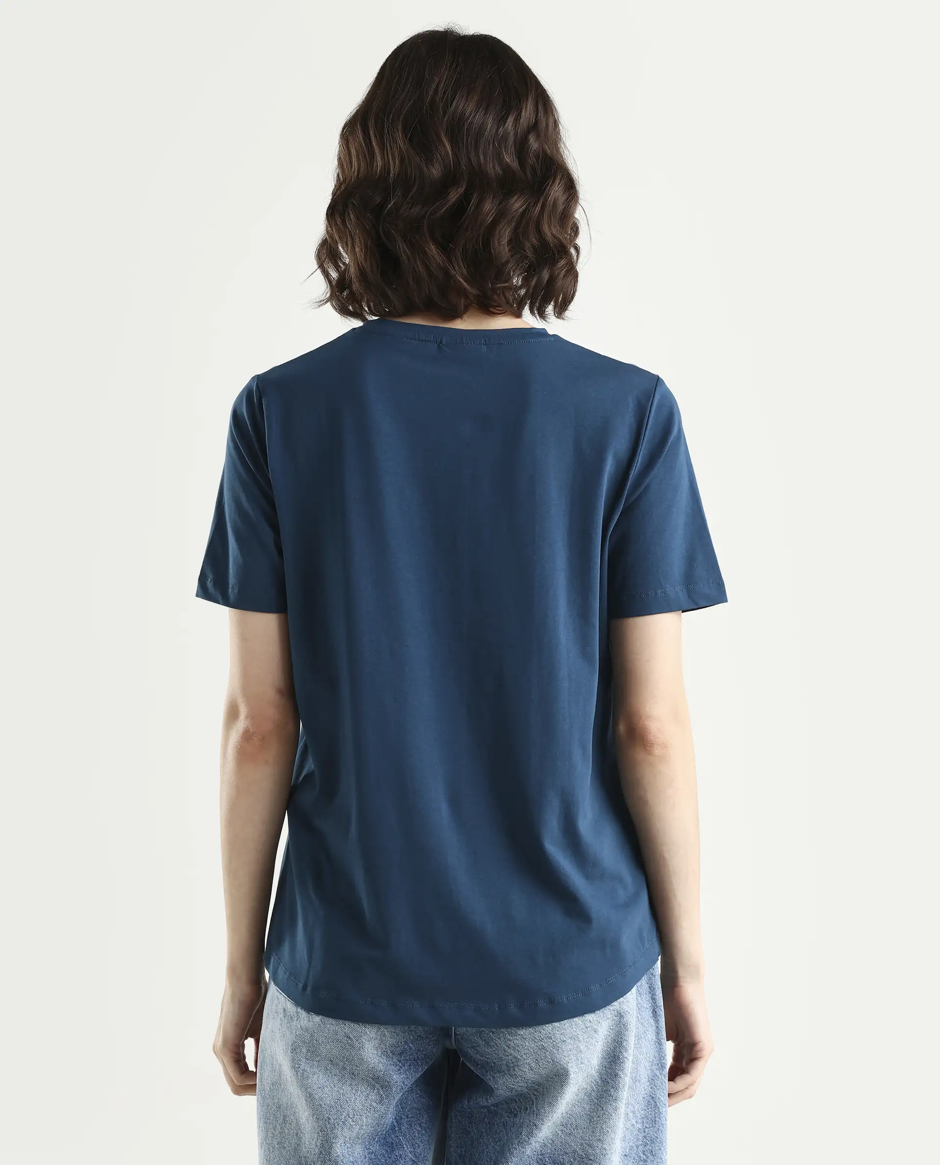 Rareism Women's Light Weight High Stretch 180 Gsm Cotton V-Neck Plain Regular Fit T-Shirt - Image 7