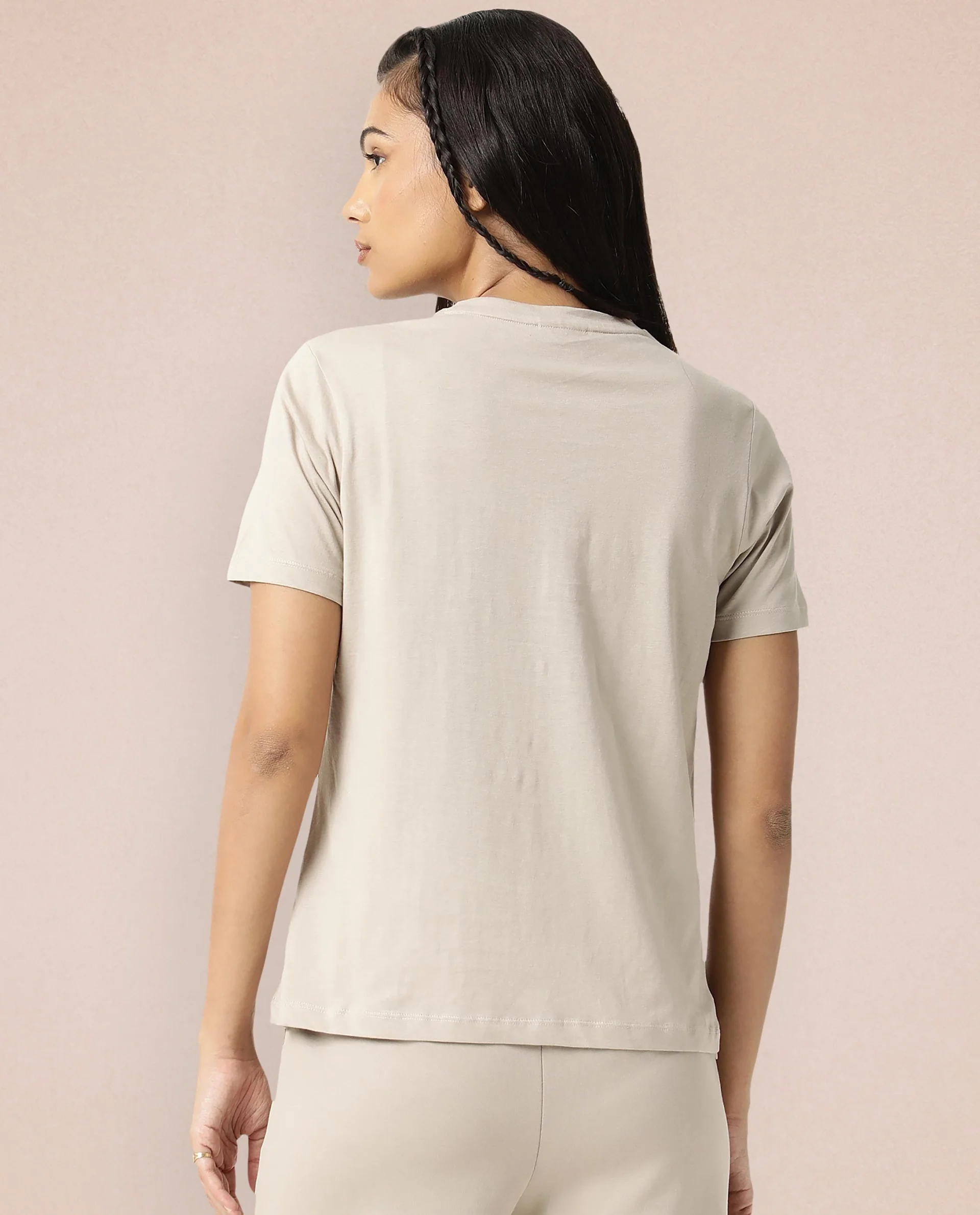 Rareism Women's Light Weight High Stretch 180 Gsm Cotton V-Neck Plain Regular Fit T-Shirt - Image 5