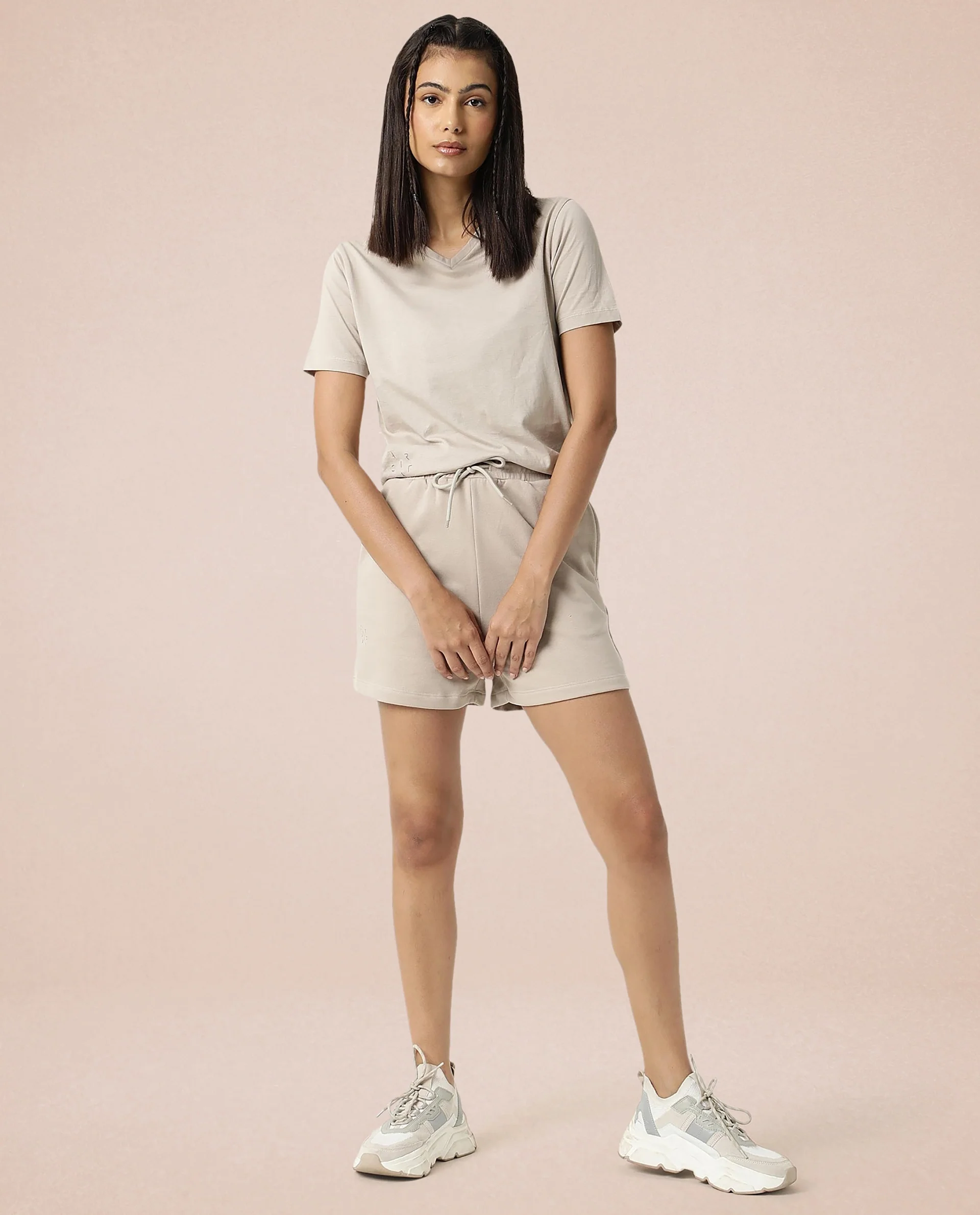 Rareism Women's Light Weight High Stretch 180 Gsm Cotton V-Neck Plain Regular Fit T-Shirt - Image 6