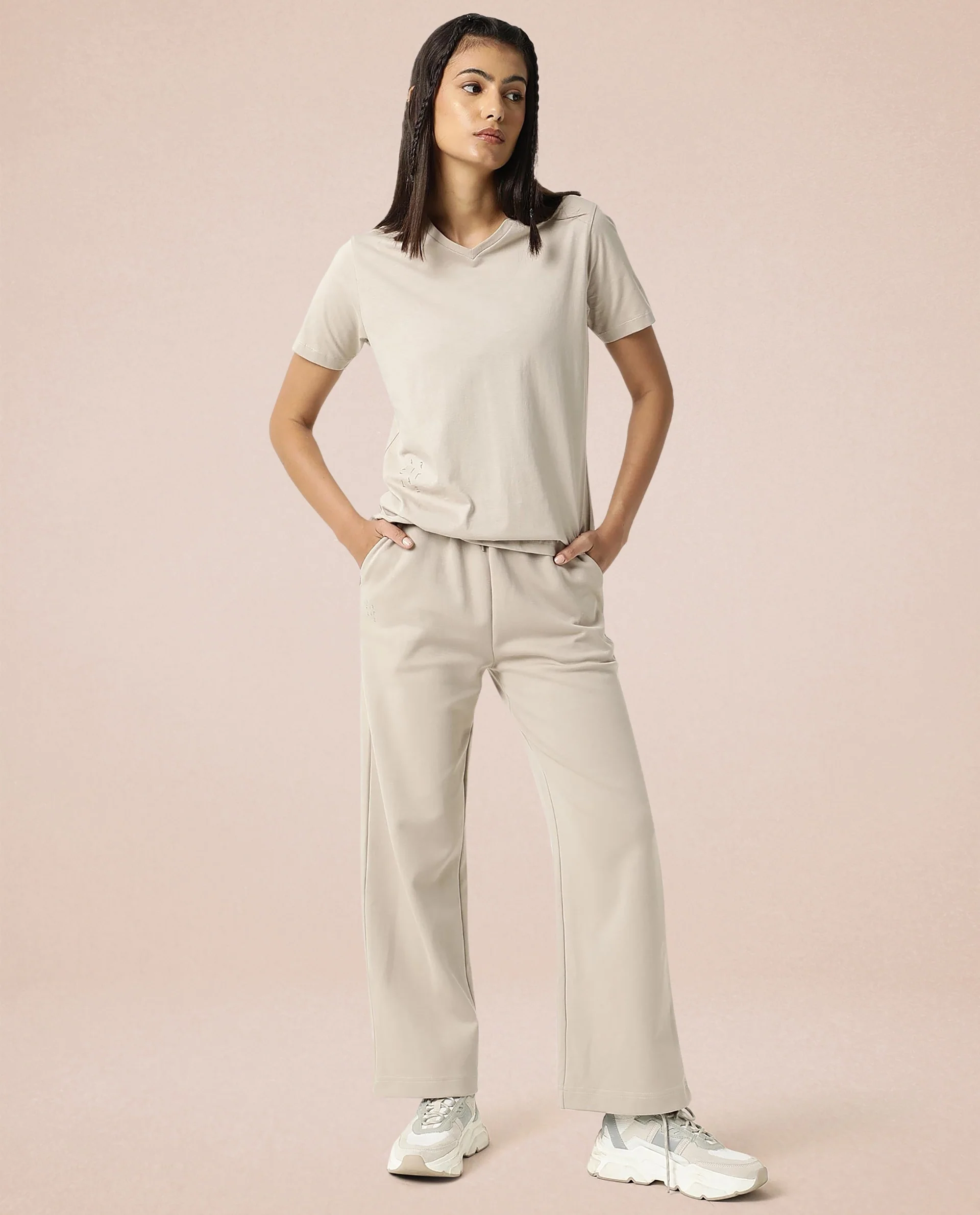 Rareism Women's Light Weight High Stretch 180 Gsm Cotton V-Neck Plain Regular Fit T-Shirt - Image 7