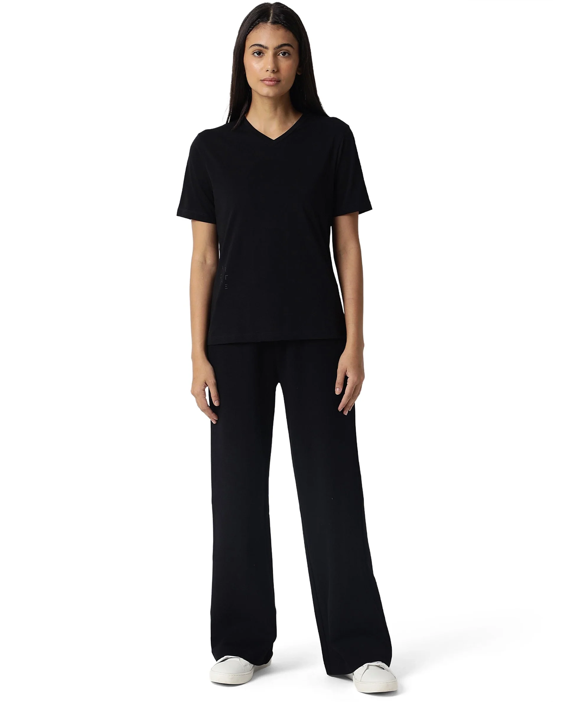 Rareism Women's Light Weight High Stretch 180 Gsm Cotton V-Neck Plain Regular Fit T-Shirt - Image 6