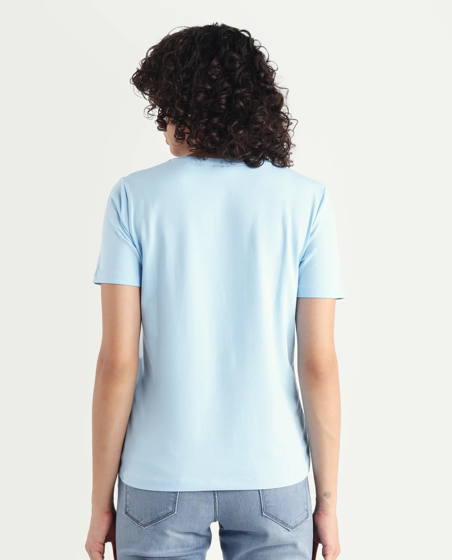 Rareism Women's Light Weight High Stretch 180 Gsm Cotton V-Neck Plain Regular Fit T-Shirt - Image 7