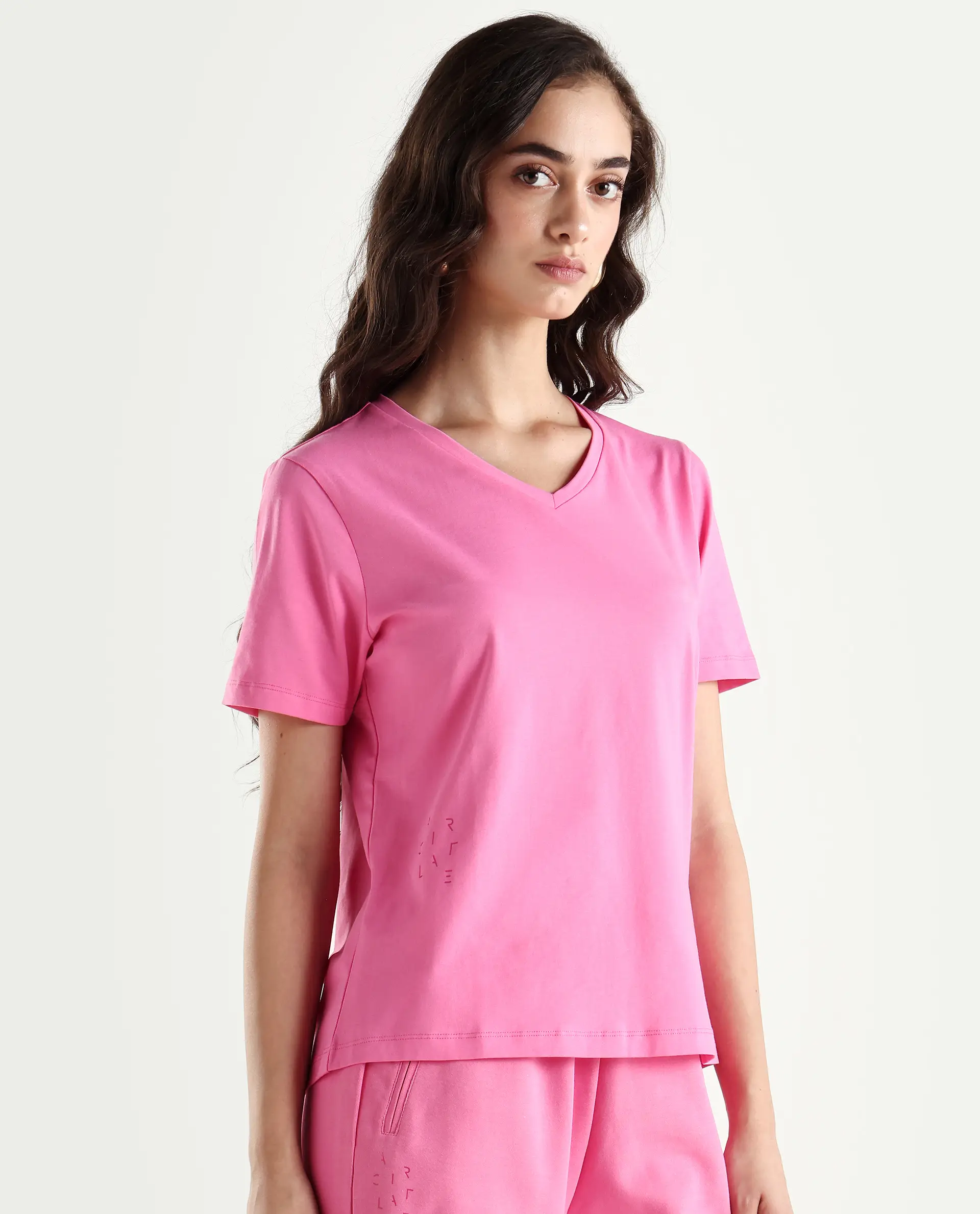 Rareism Women's Light Weight High Stretch 180 Gsm Cotton V-Neck Plain Regular Fit T-Shirt - Image 6