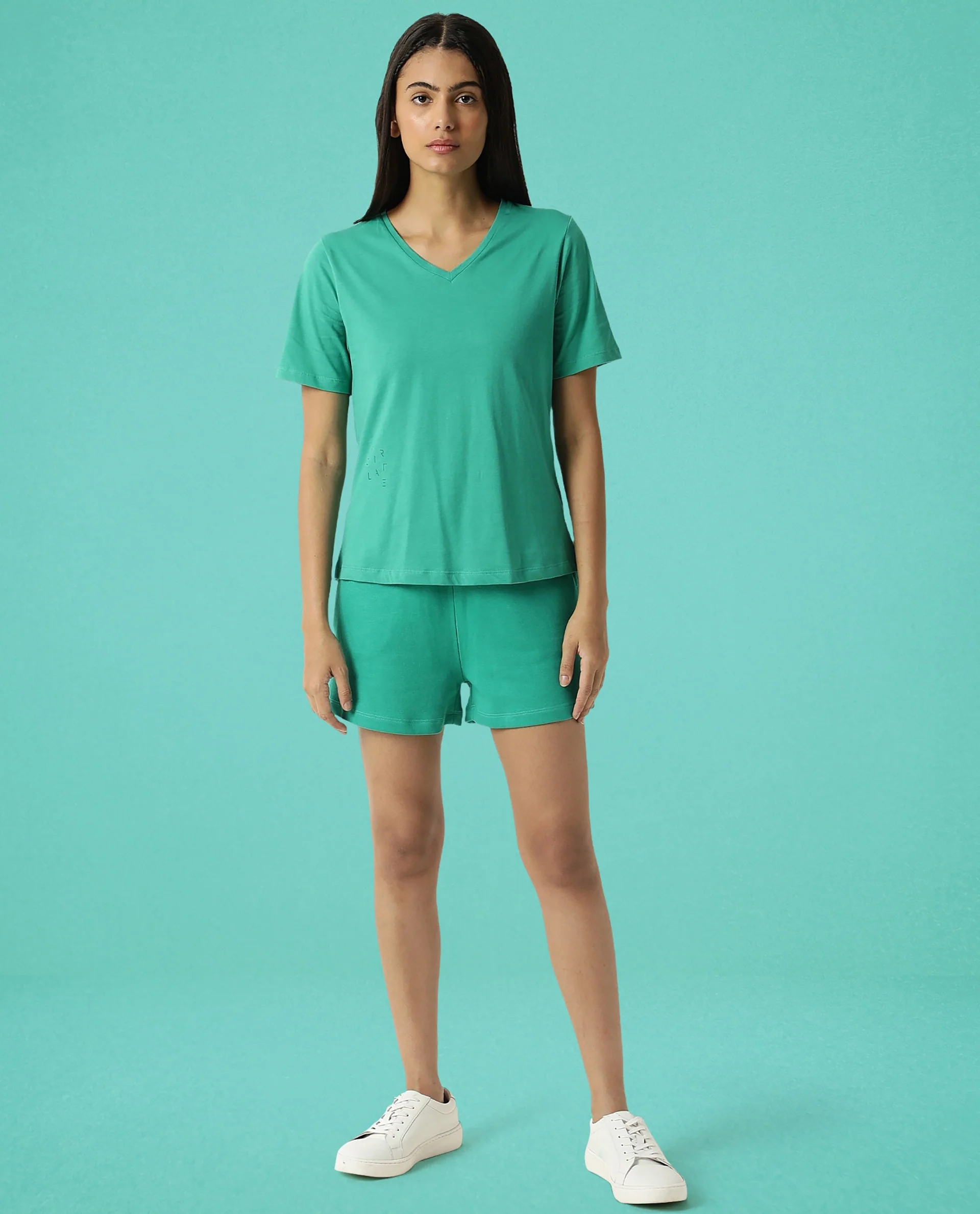 Rareism Women's Light Weight High Stretch 180 Gsm Cotton V-Neck Plain Regular Fit T-Shirt - Image 6