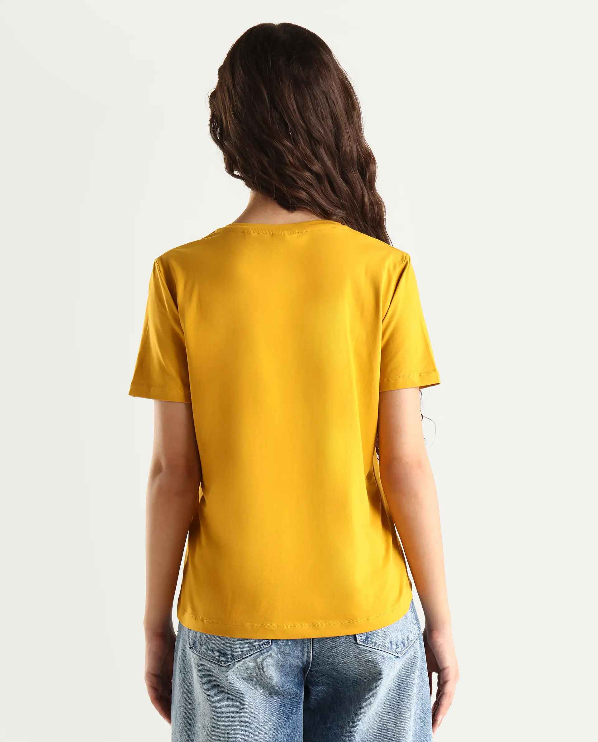 Rareism Women's Light Weight High Stretch 180 Gsm Cotton V-Neck Plain Regular Fit T-Shirt - Image 8