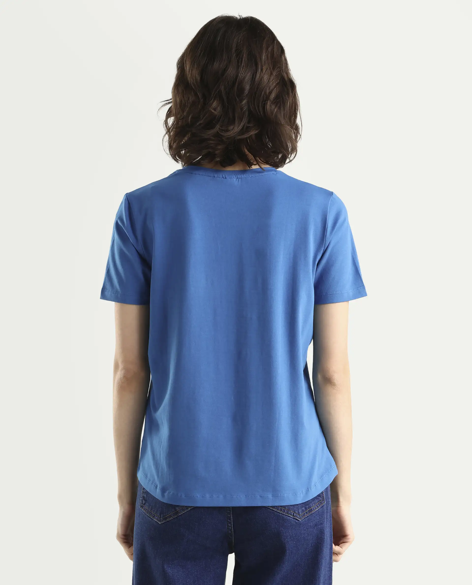 Rareism Women's Light Weight High Stretch 180 Gsm Cotton V-Neck Plain Regular Fit T-Shirt - Image 7