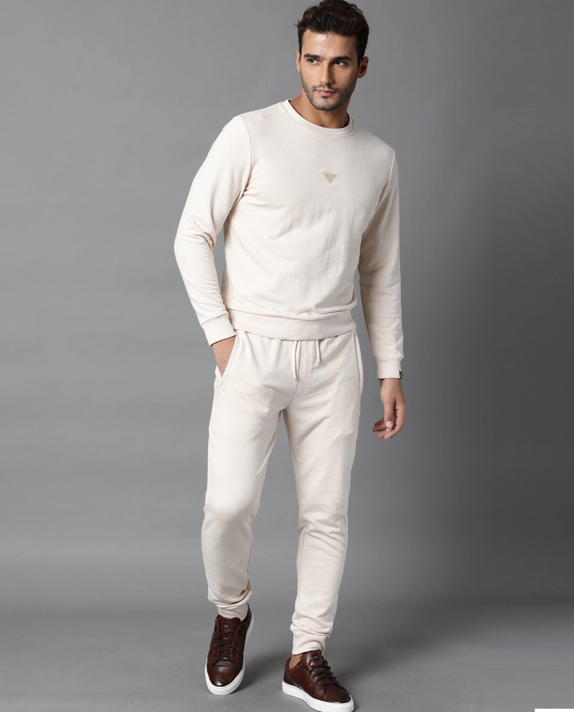 Rare Rabbit Men's Arvon Beige Cotton Slim Fit Joggers - Image 5