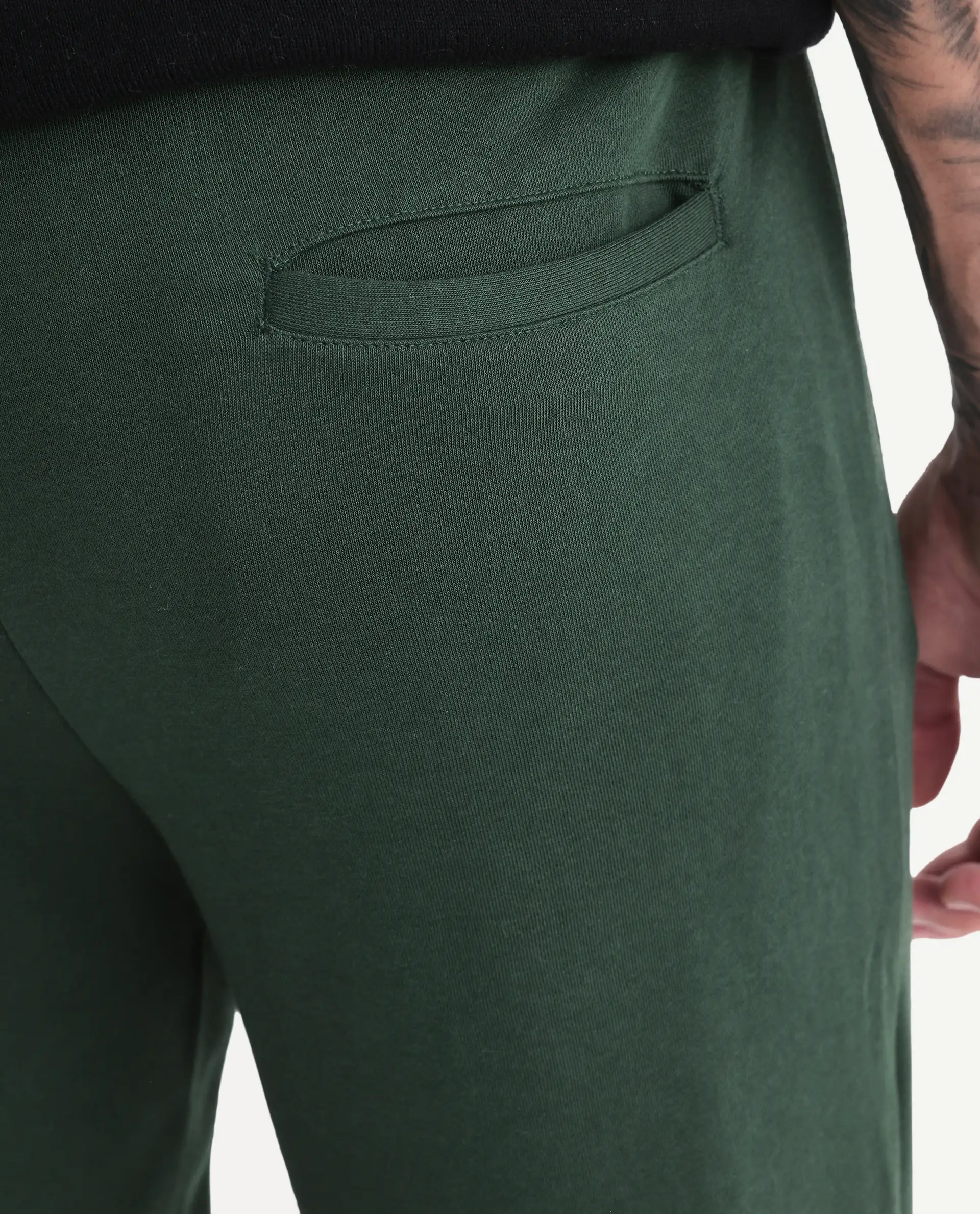 Rare Rabbit Men's Arvon Green Cotton Plain Slim Fit Joggers - Image 5