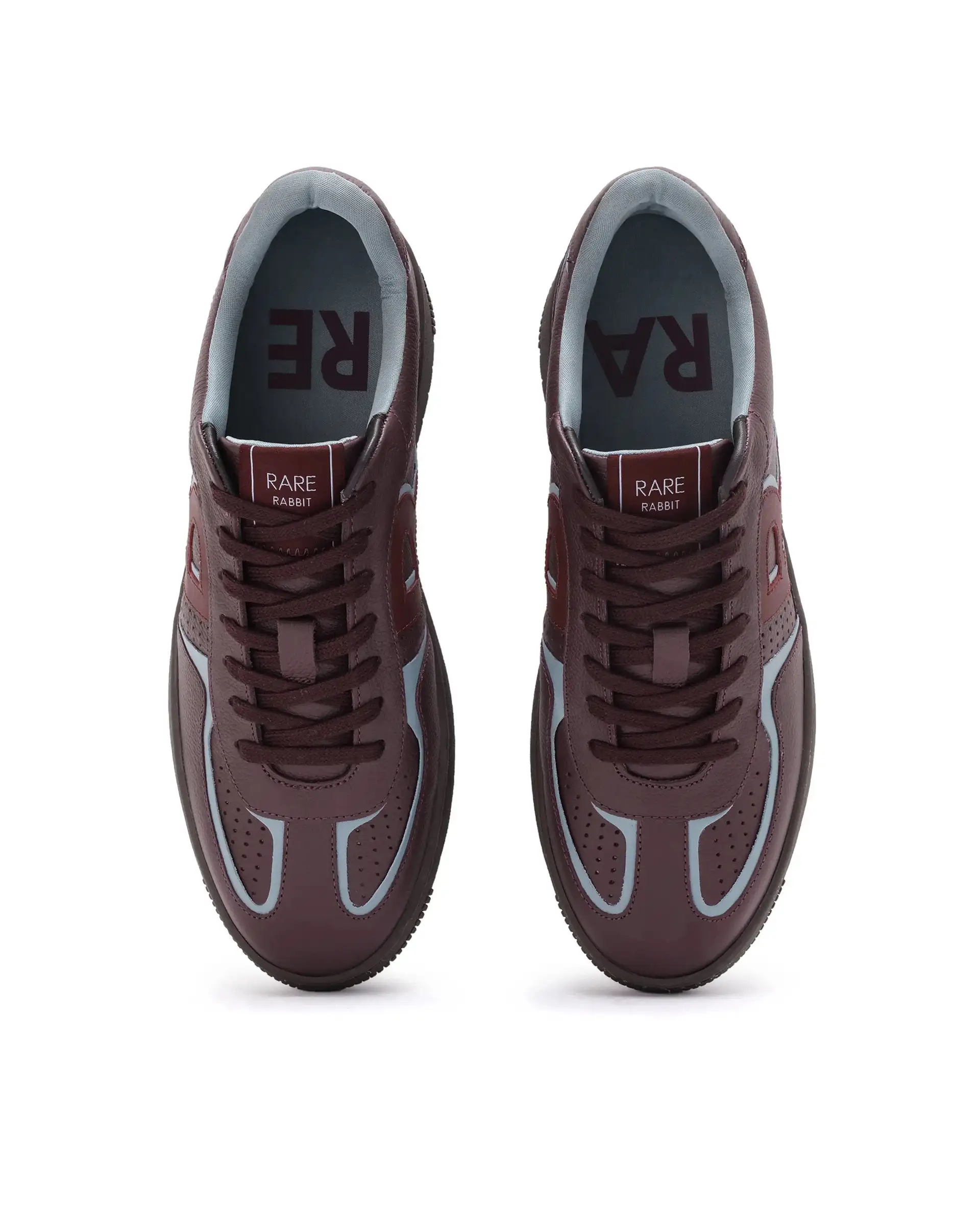 Rare Rabbit Men Ascend Burgundy Dual Tone Genuine Leather Lace-Up Low Top Sneaker Shoes - Image 8