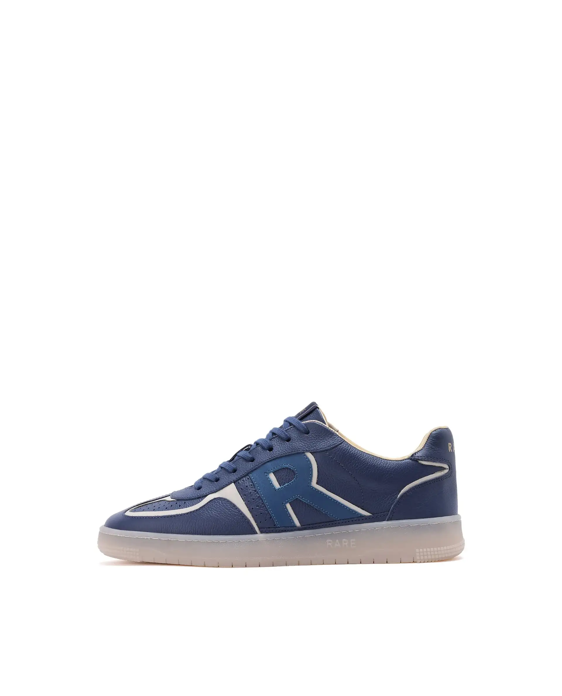 Rare Rabbit Men Ascend Navy Dual Tone Genuine Leather Lace-Up Low Top Sneaker Shoes