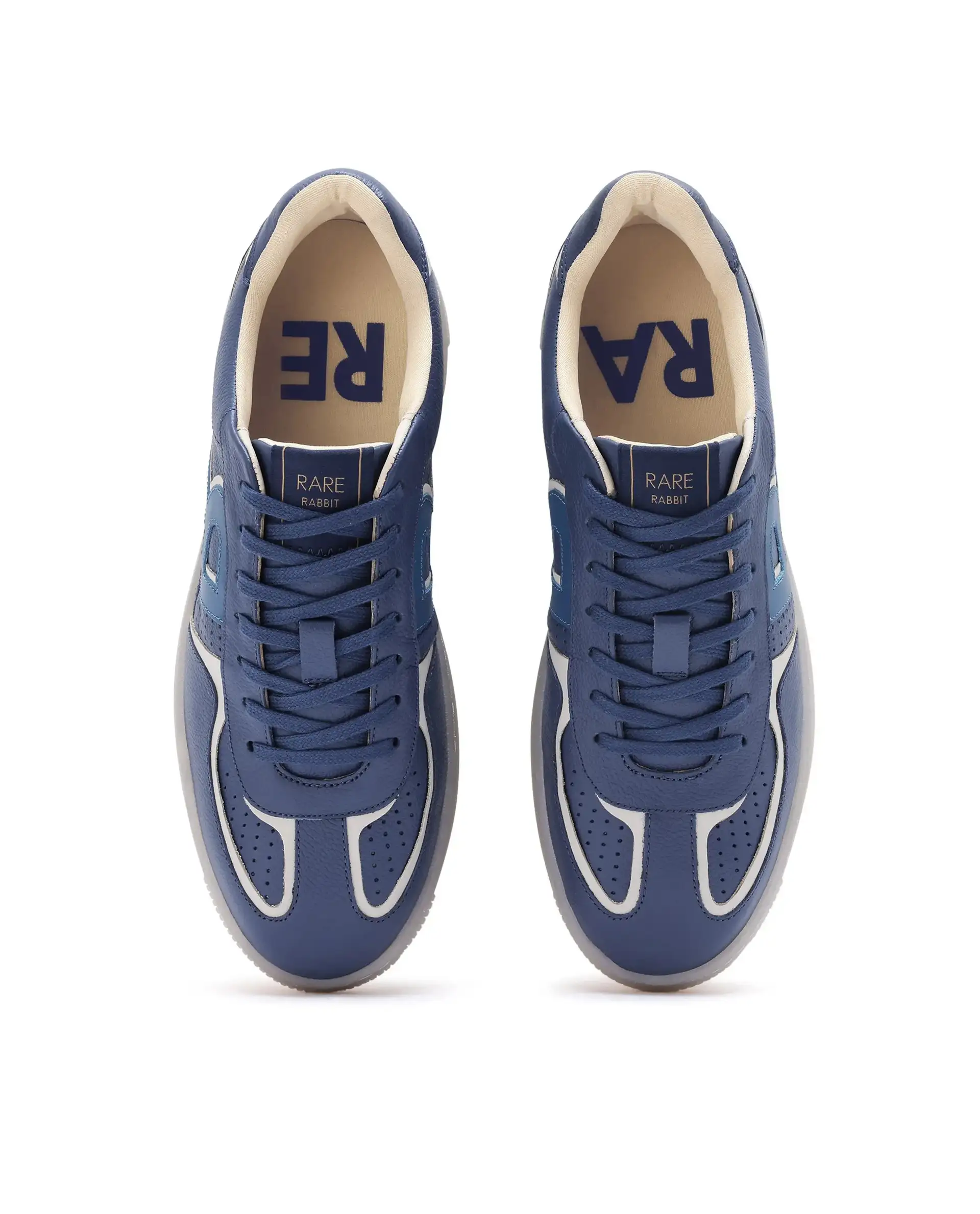 Rare Rabbit Men Ascend Navy Dual Tone Genuine Leather Lace-Up Low Top Sneaker Shoes - Image 5