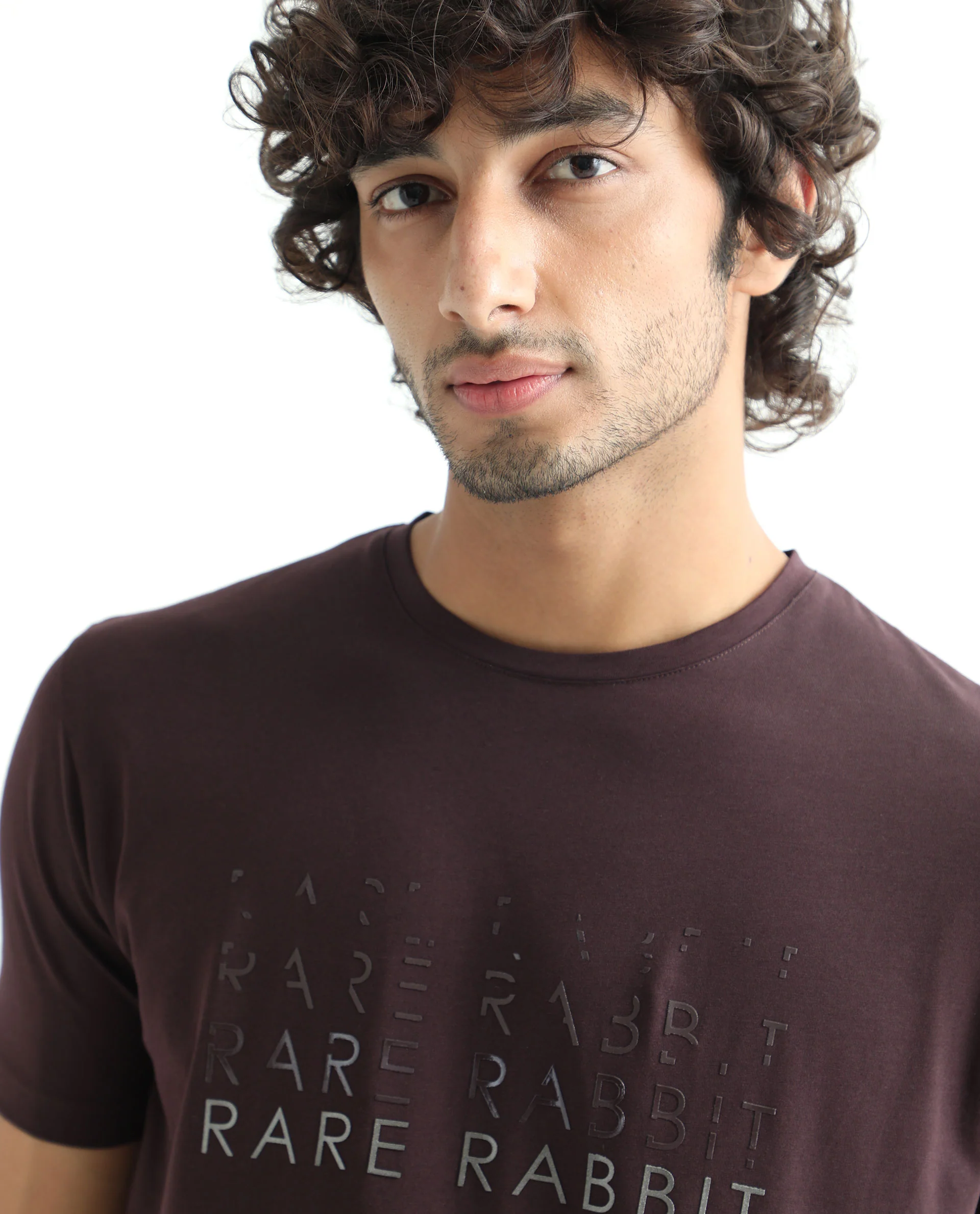 Rare Rabbit Men's Asi Maroon Cotton Graphic Print Slim Fit Half Sleeve Crew Neck T-Shirt