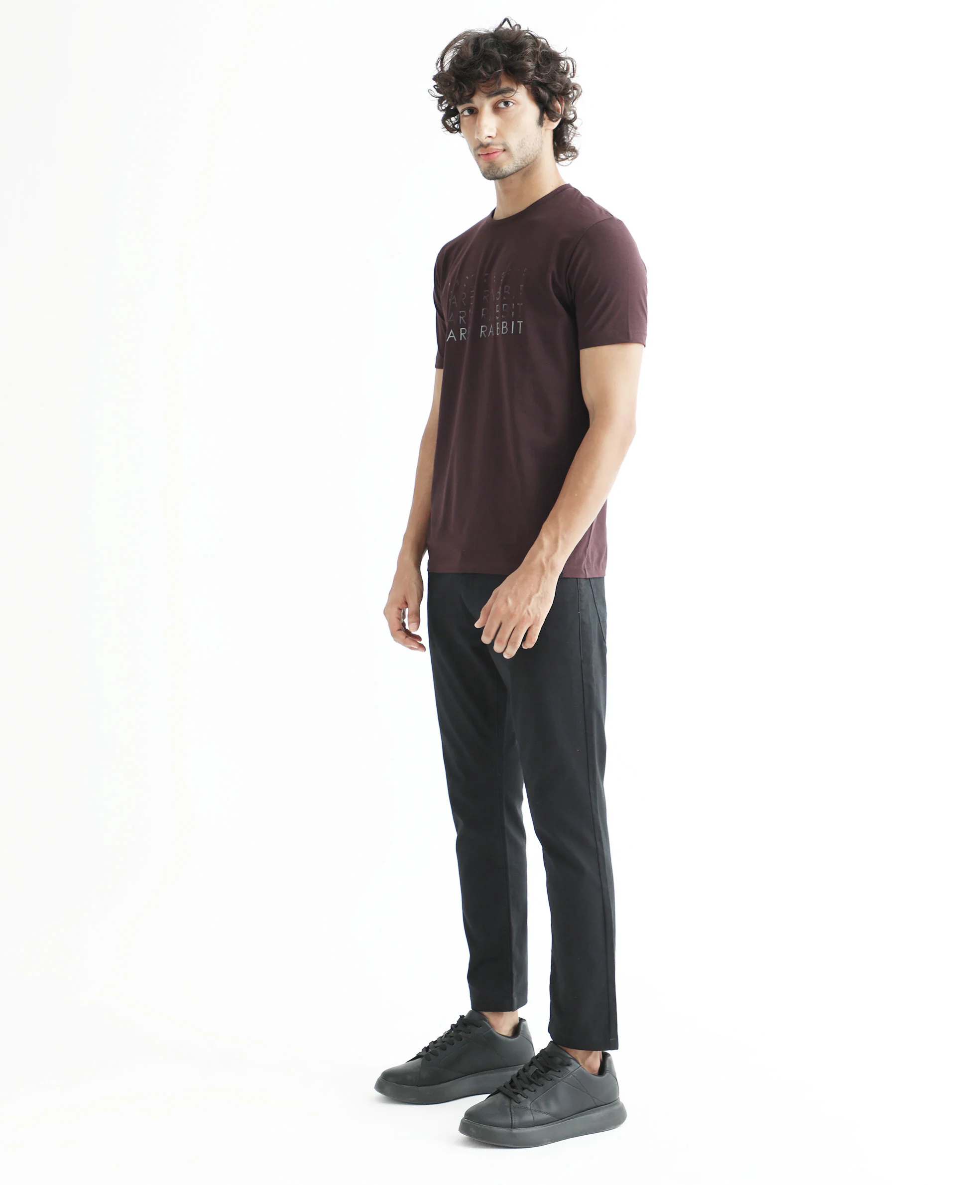 Rare Rabbit Men's Asi Maroon Cotton Graphic Print Slim Fit Half Sleeve Crew Neck T-Shirt - Image 5
