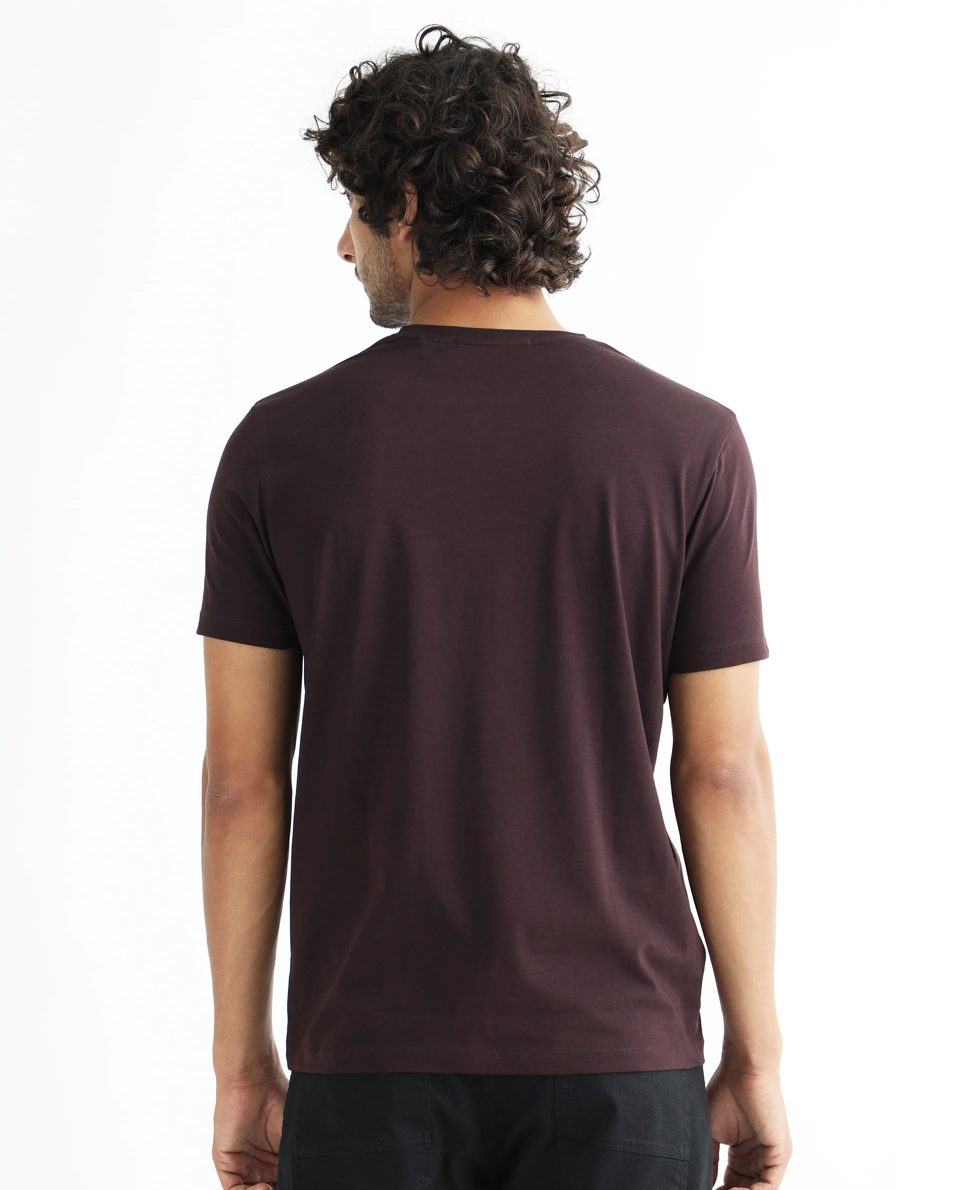 Rare Rabbit Men's Asi Maroon Cotton Graphic Print Slim Fit Half Sleeve Crew Neck T-Shirt - Image 8