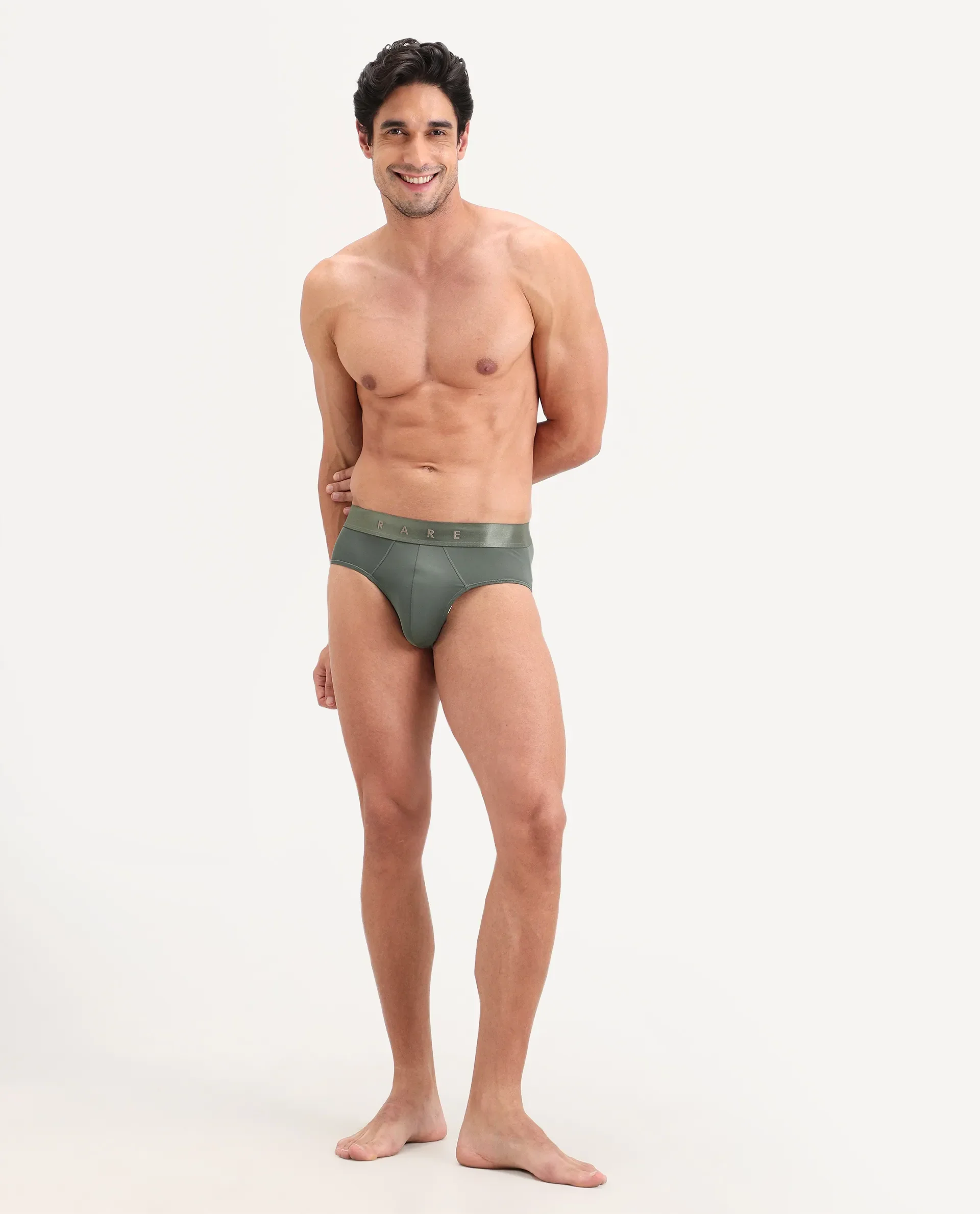 Rare Rabbit Men's Asit Green Soft Nylon Blend Stretch Briefs - Image 3