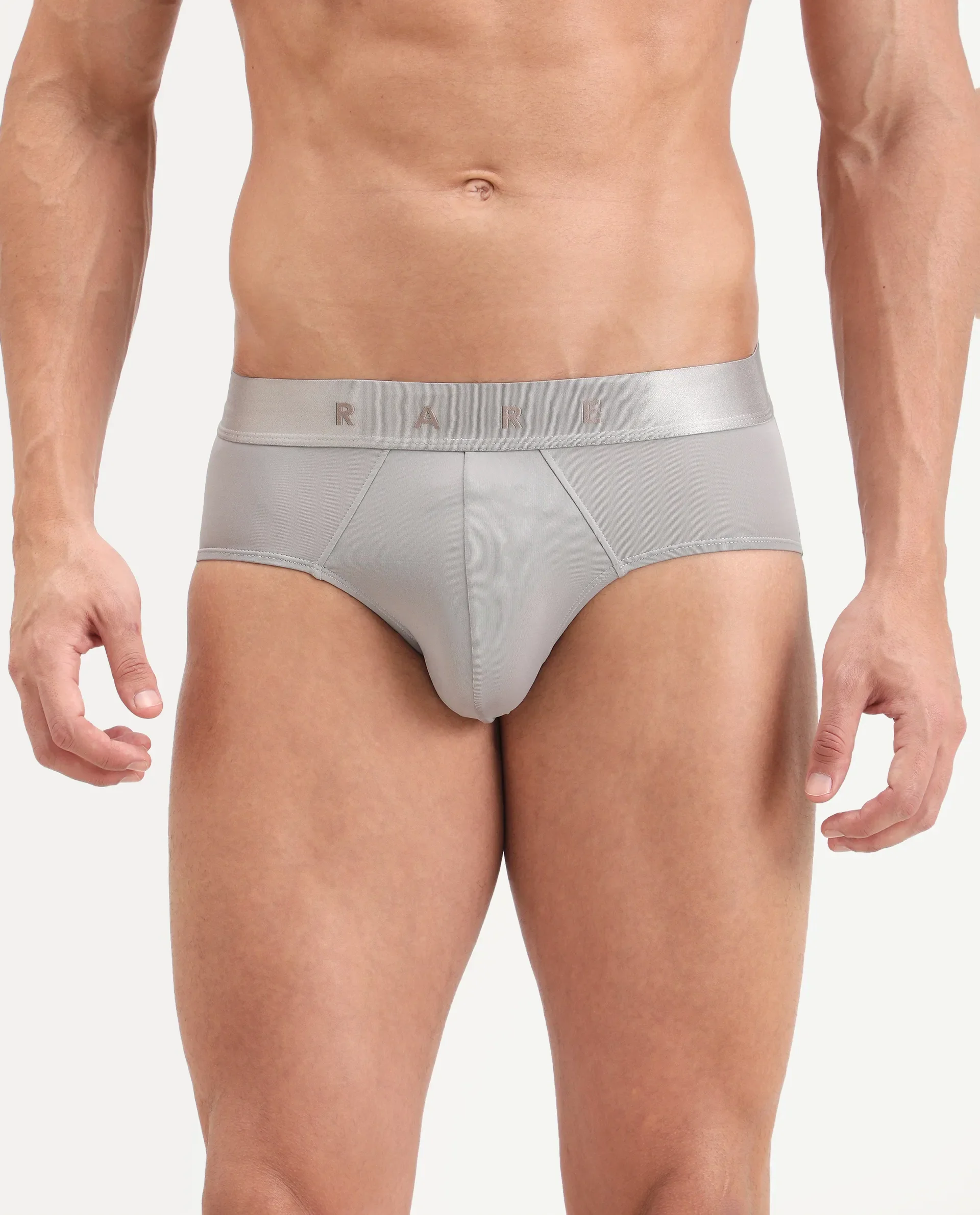 Rare Rabbit Men's Asit Grey Soft Nylon Blend Stretch Briefs - Image 2