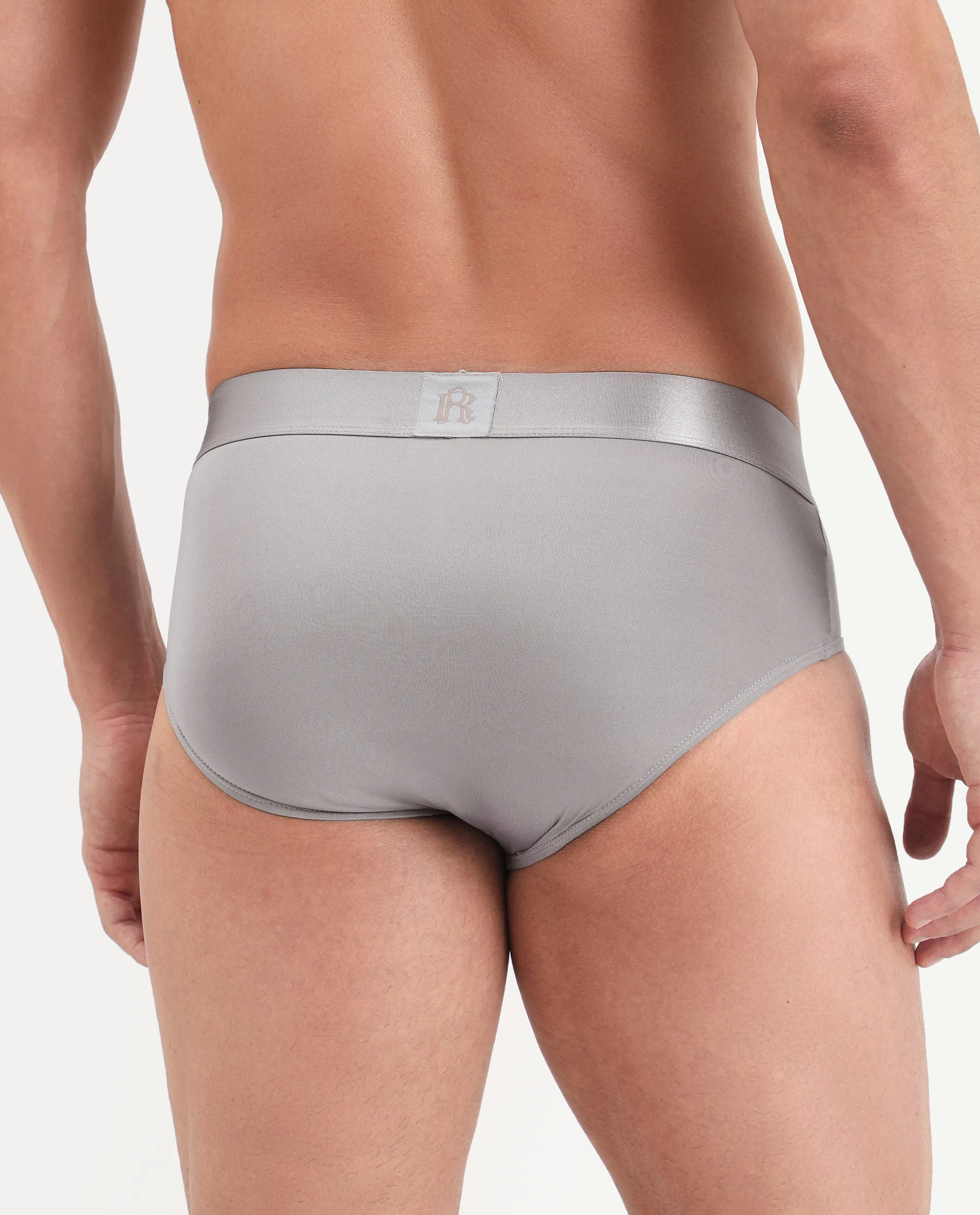 Rare Rabbit Men's Asit Grey Soft Nylon Blend Stretch Briefs - Image 4