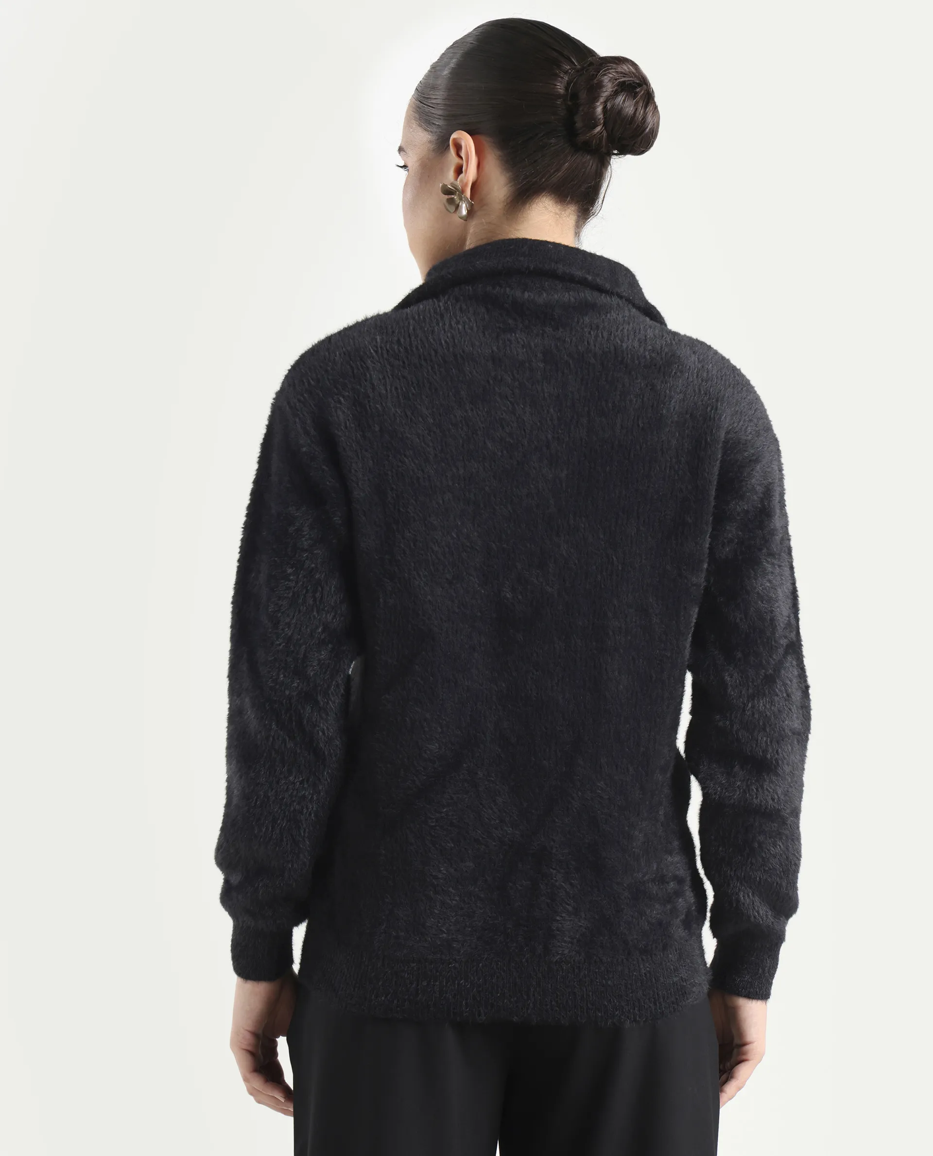 Rareism Women's Asser Black Nylon Blend High Neck Relaxed Fit Sweater - Image 7