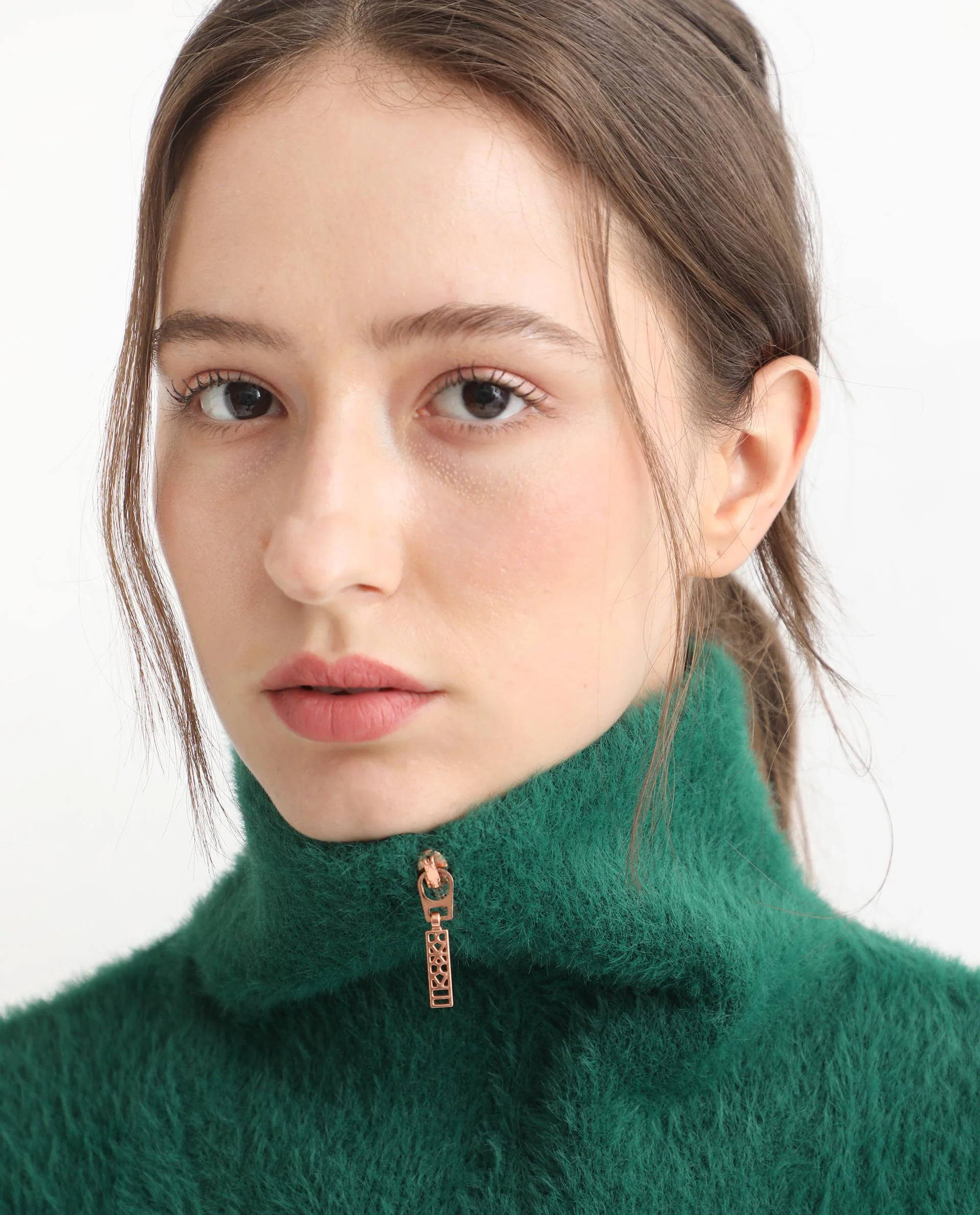 Rareism Women's Asser Green Nylon Drop Collar Plain Relaxed Fit Sweater - Image 12