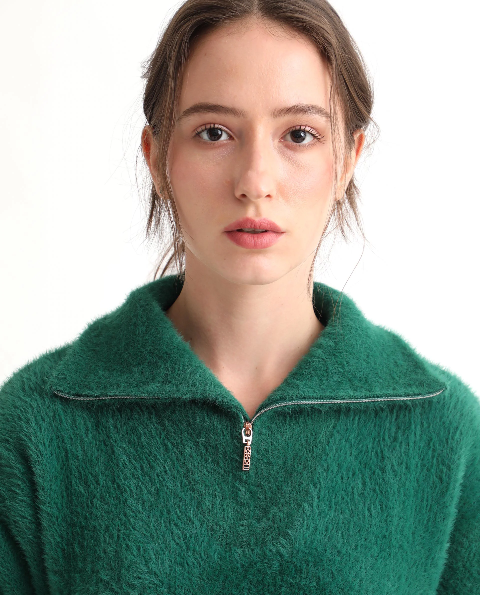 Rareism Women's Asser Green Nylon Drop Collar Plain Relaxed Fit Sweater - Image 8