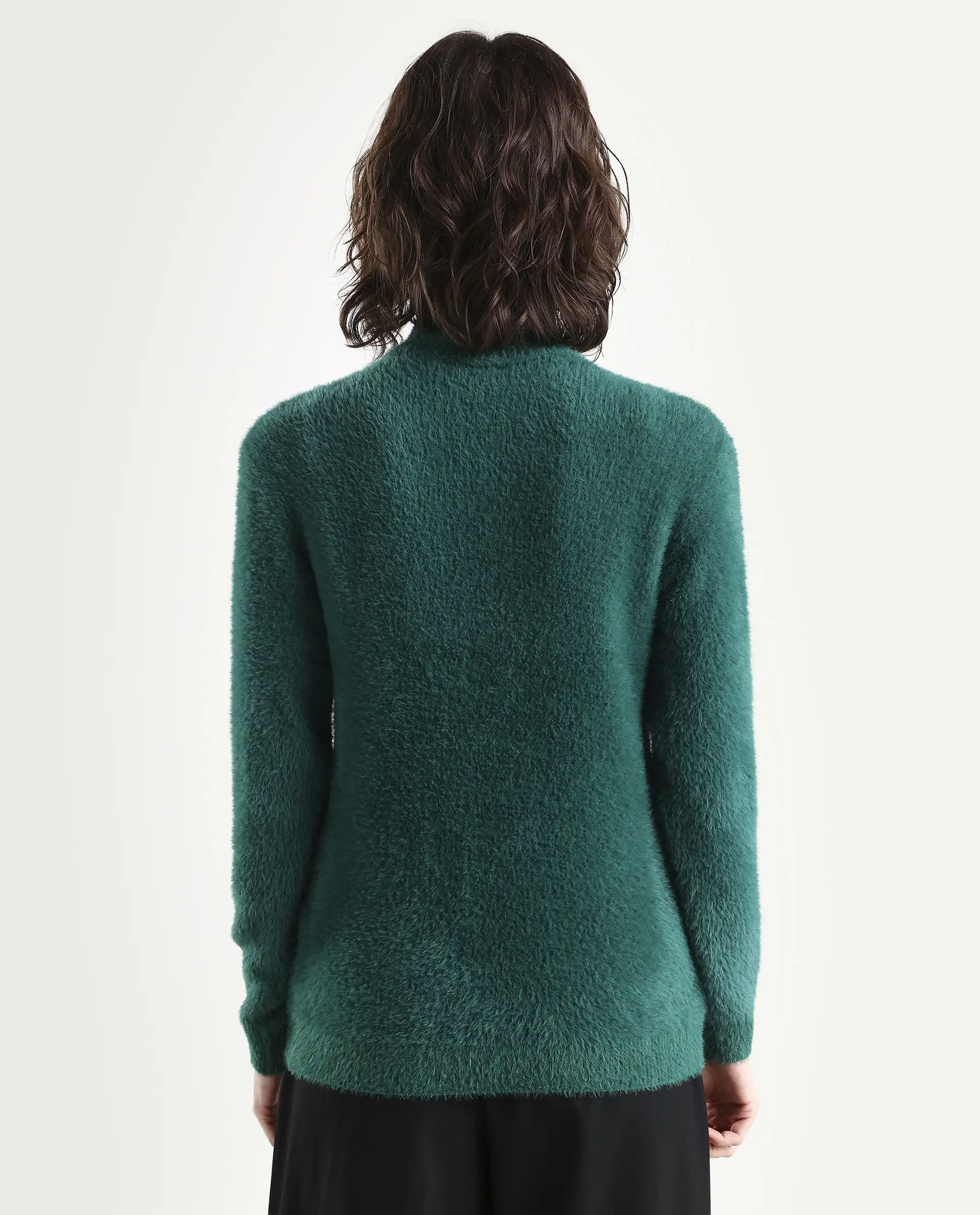Rareism Women's Asser Green Polyester Blend High Neck Plain Relaxed Fit Sweater - Image 7