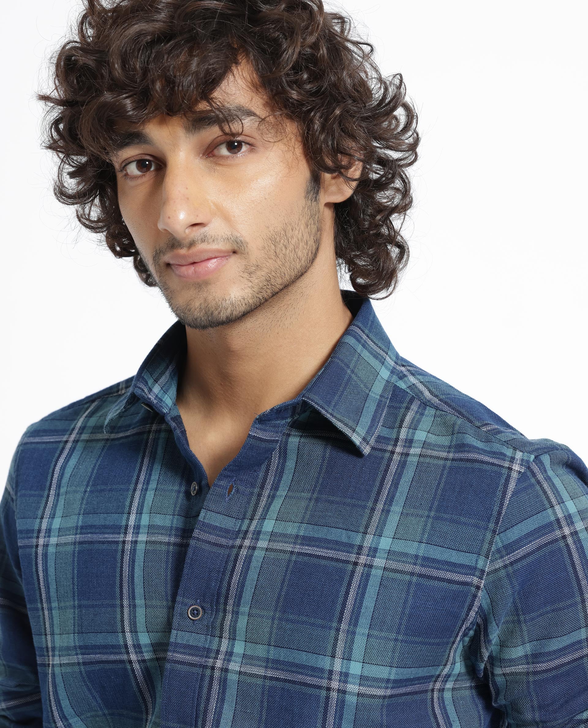 Rare Rabbit Men's Astl Blue Cotton Checked Print Regular Fit Full Sleeve Collared Shirt - Image 7