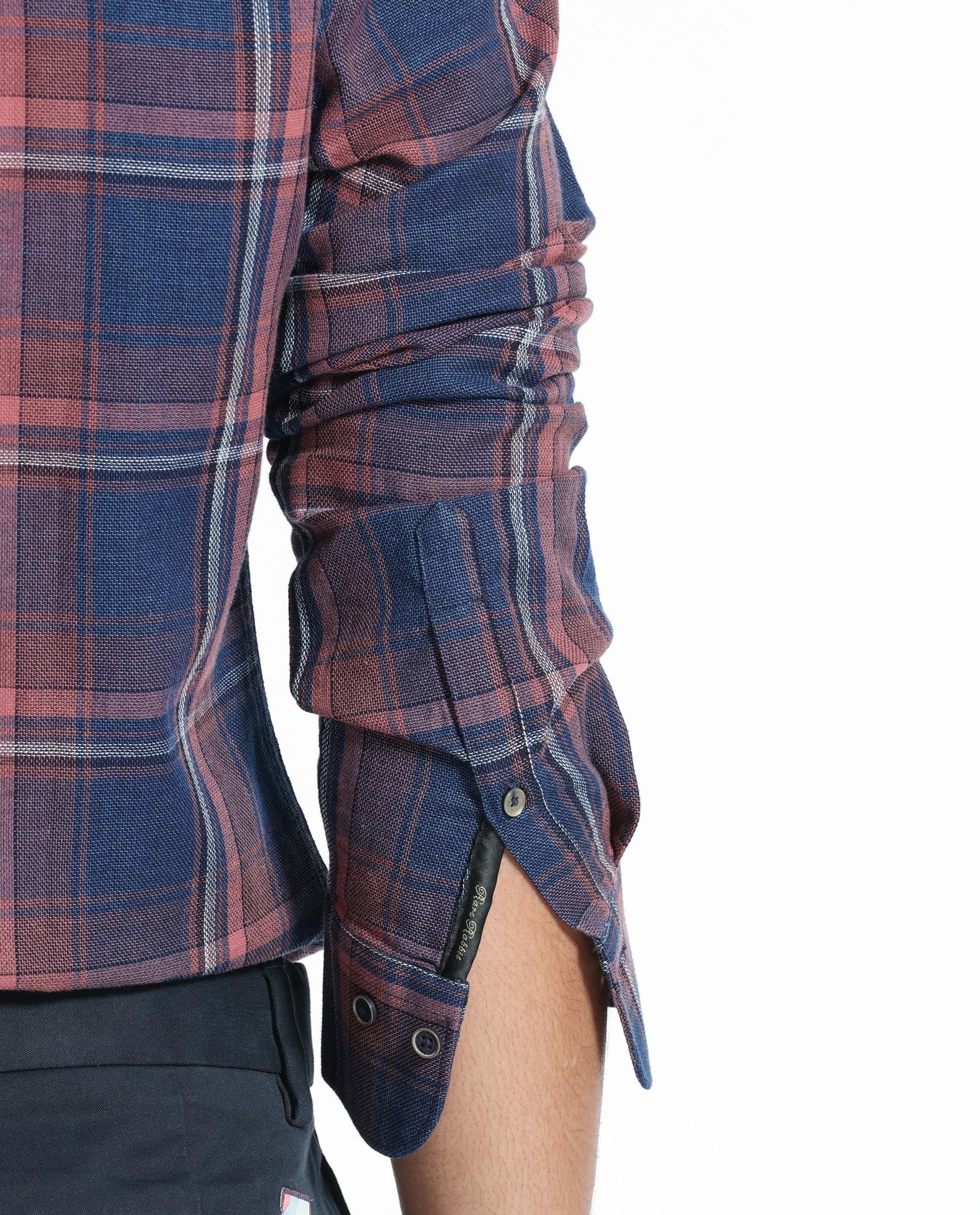 Rare Rabbit Men's Astl Navy Cotton Checked Print Regular Fit Full Sleeve Spread Collar Shirt - Image 4
