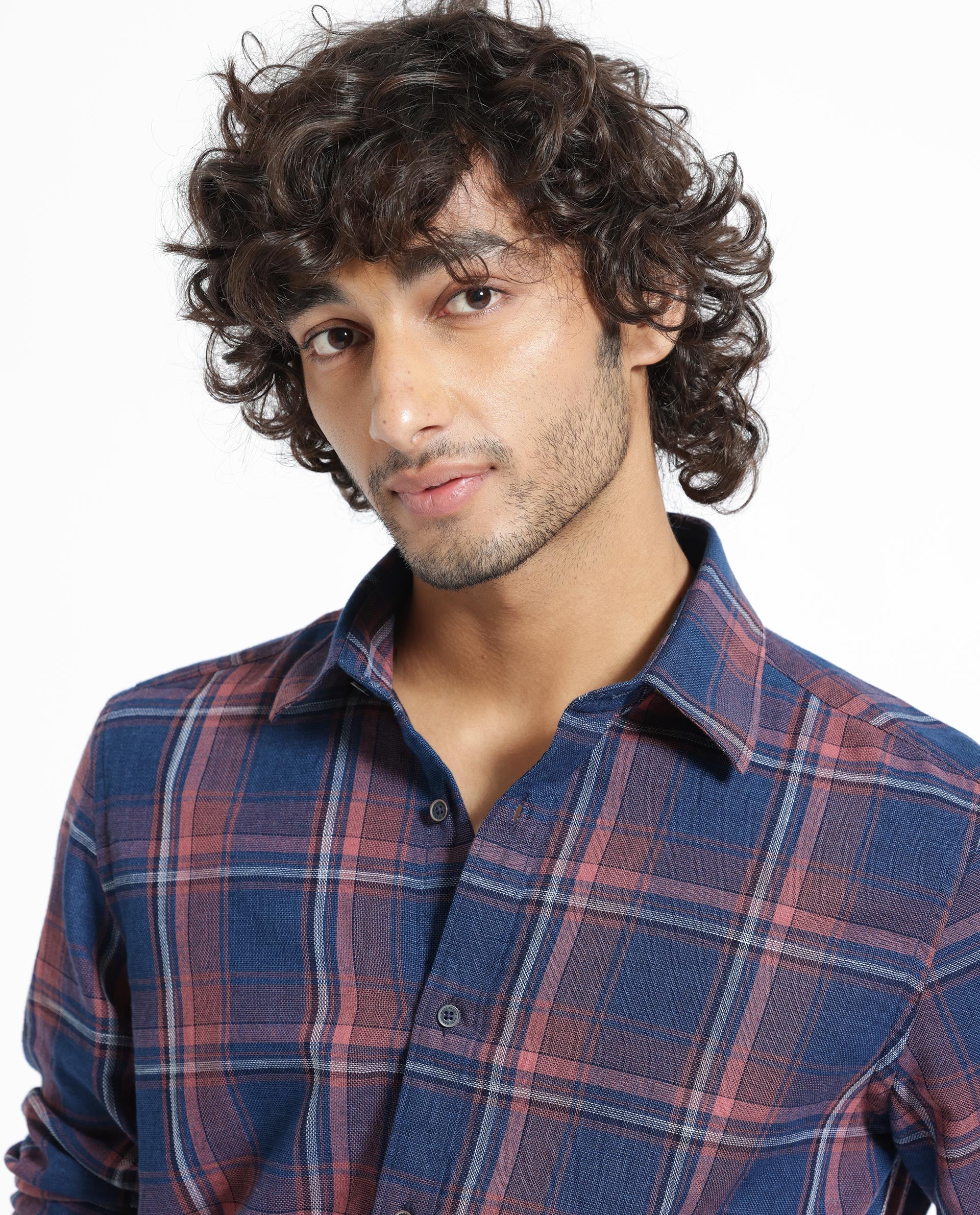 Rare Rabbit Men's Astl Navy Cotton Checked Print Regular Fit Full Sleeve Spread Collar Shirt - Image 6