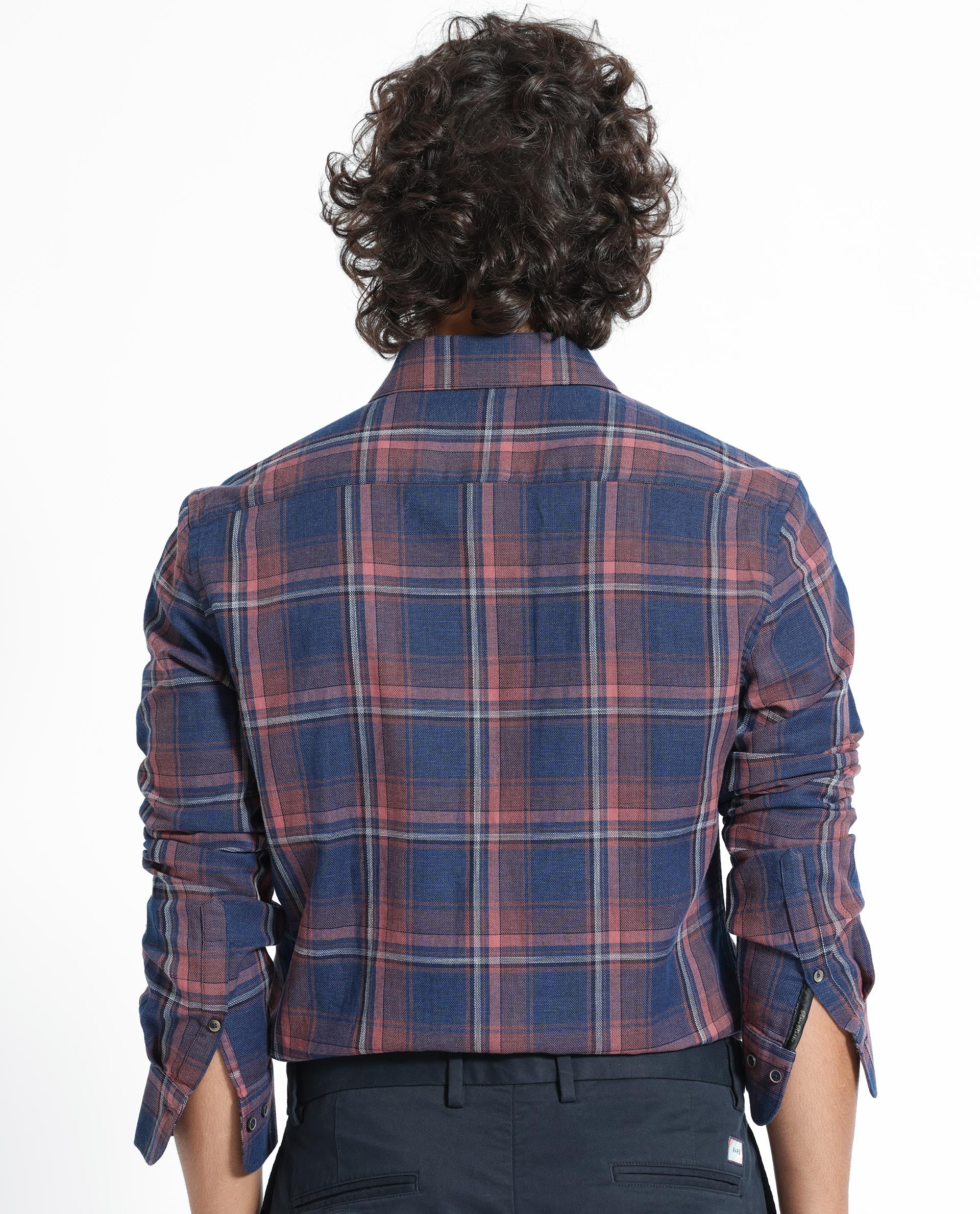 Rare Rabbit Men's Astl Navy Cotton Checked Print Regular Fit Full Sleeve Spread Collar Shirt - Image 8