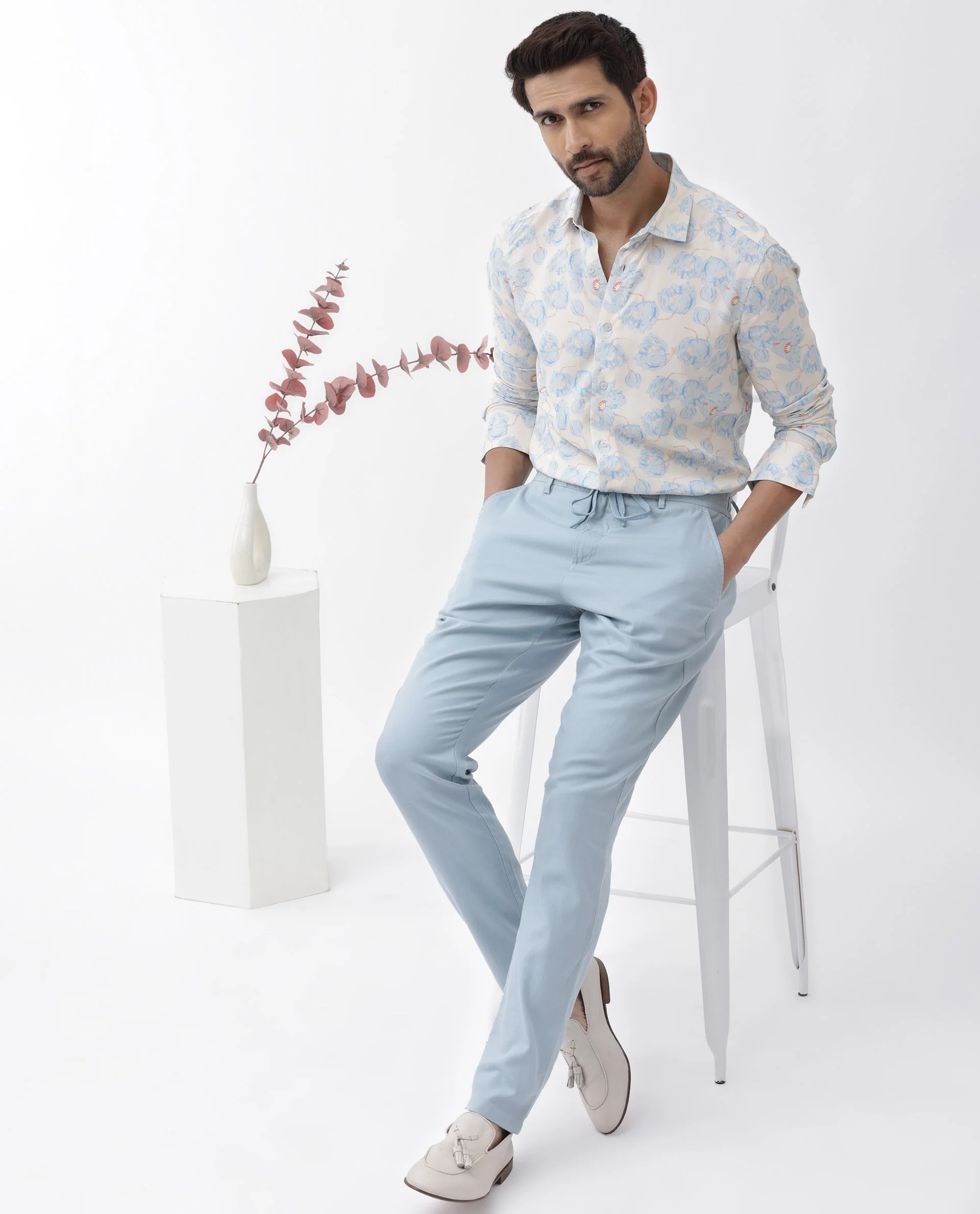 Rare Rabbit Men's Astoc Beige Viscose Floral Print Regular Fit Full Sleeve Collared Shirt - Image 7