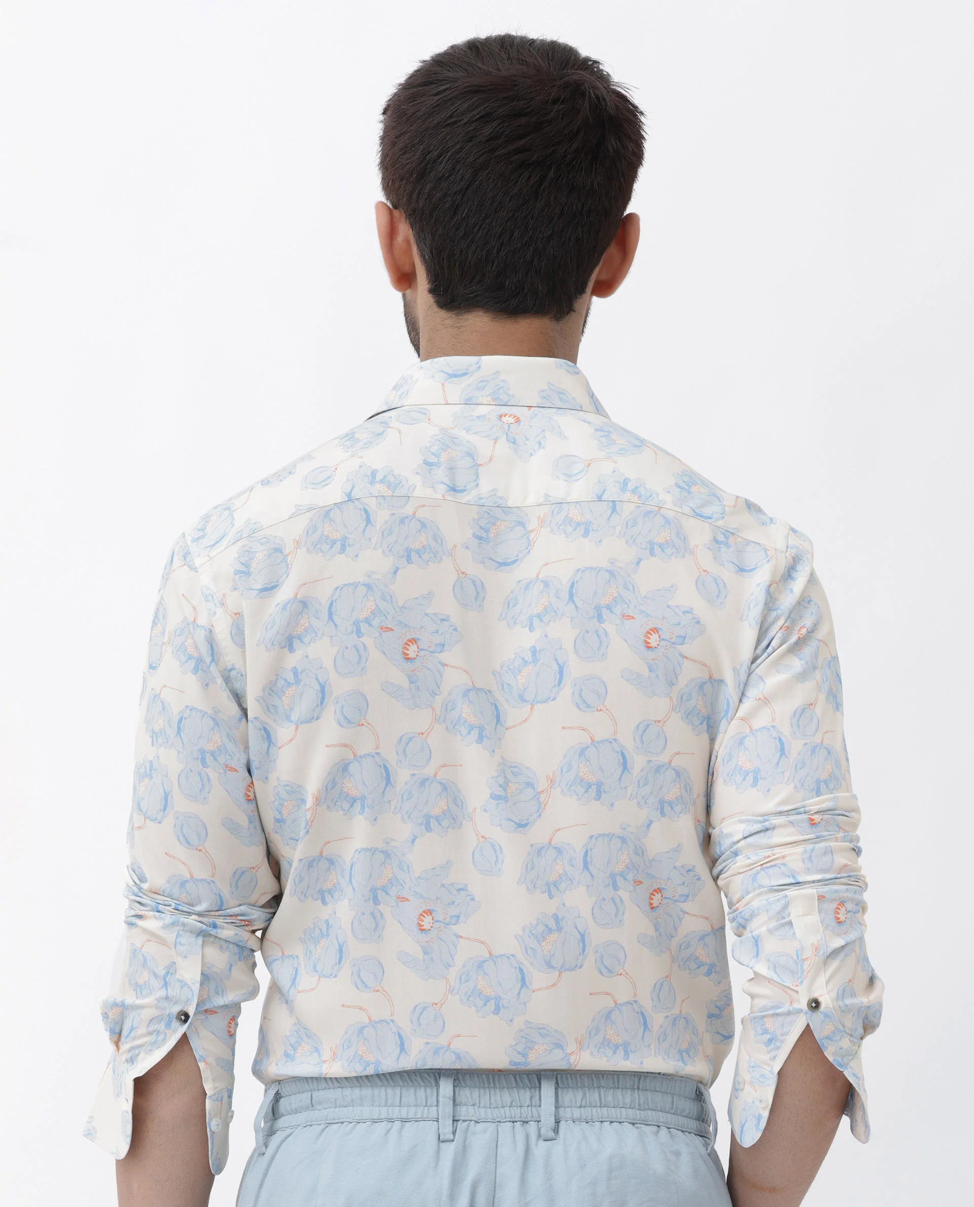 Rare Rabbit Men's Astoc Beige Viscose Floral Print Regular Fit Full Sleeve Collared Shirt - Image 9