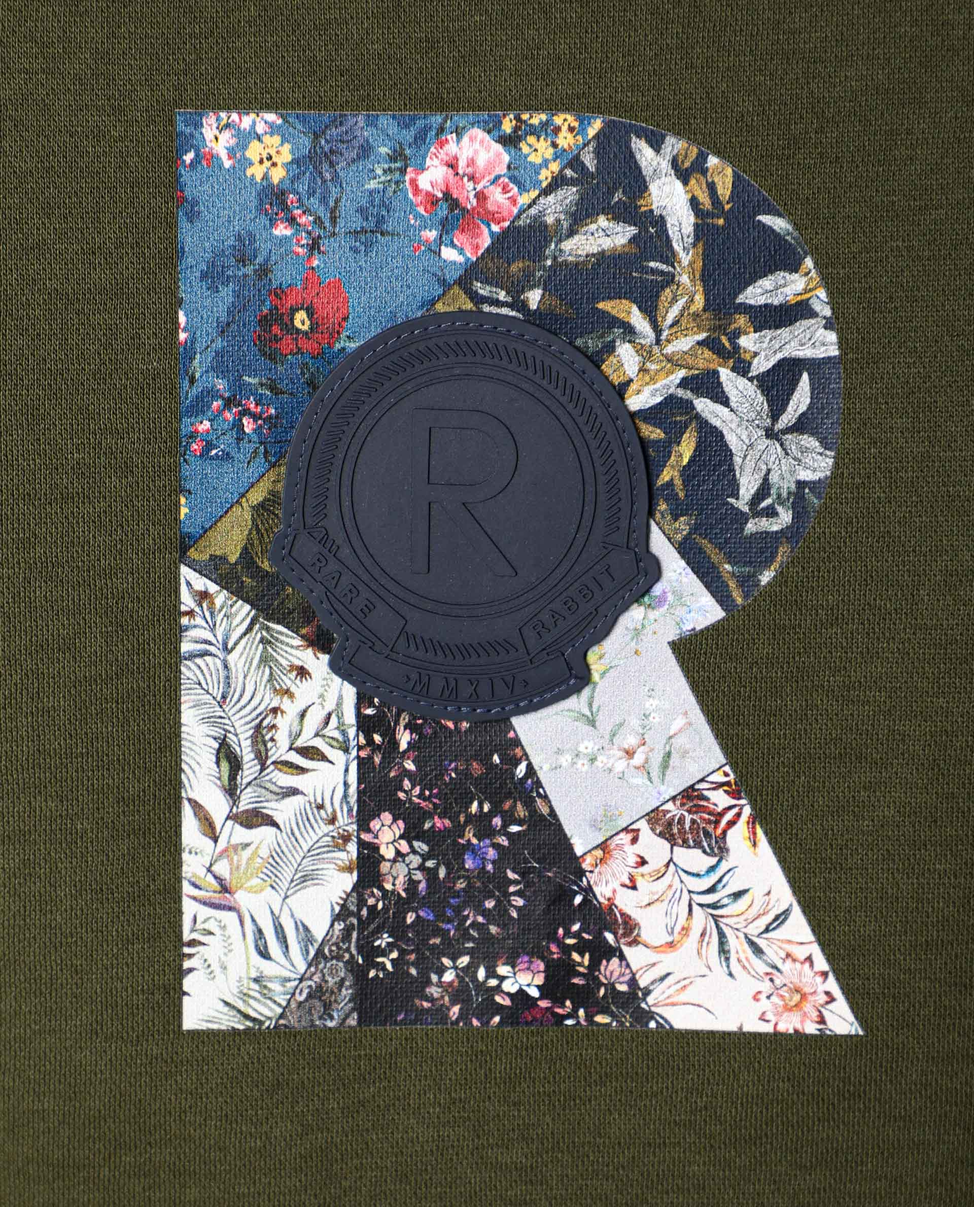 Rare Rabbit Men's Astor Olive Cotton Graphic Print Regular Fit Full Sleeve Crew Neck Sweatshirt - Image 6