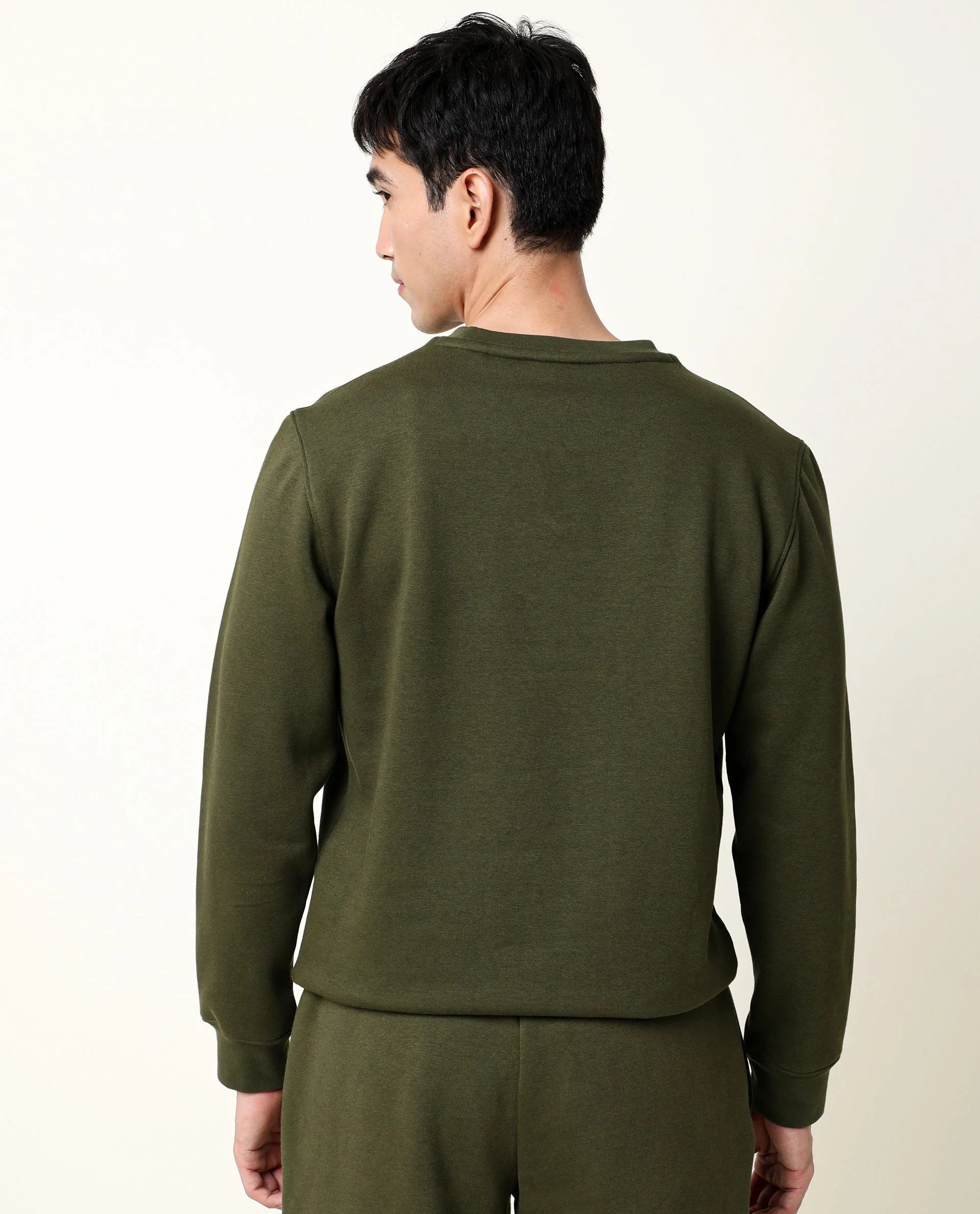 Rare Rabbit Men's Astor Olive Cotton Graphic Print Regular Fit Full Sleeve Crew Neck Sweatshirt - Image 7