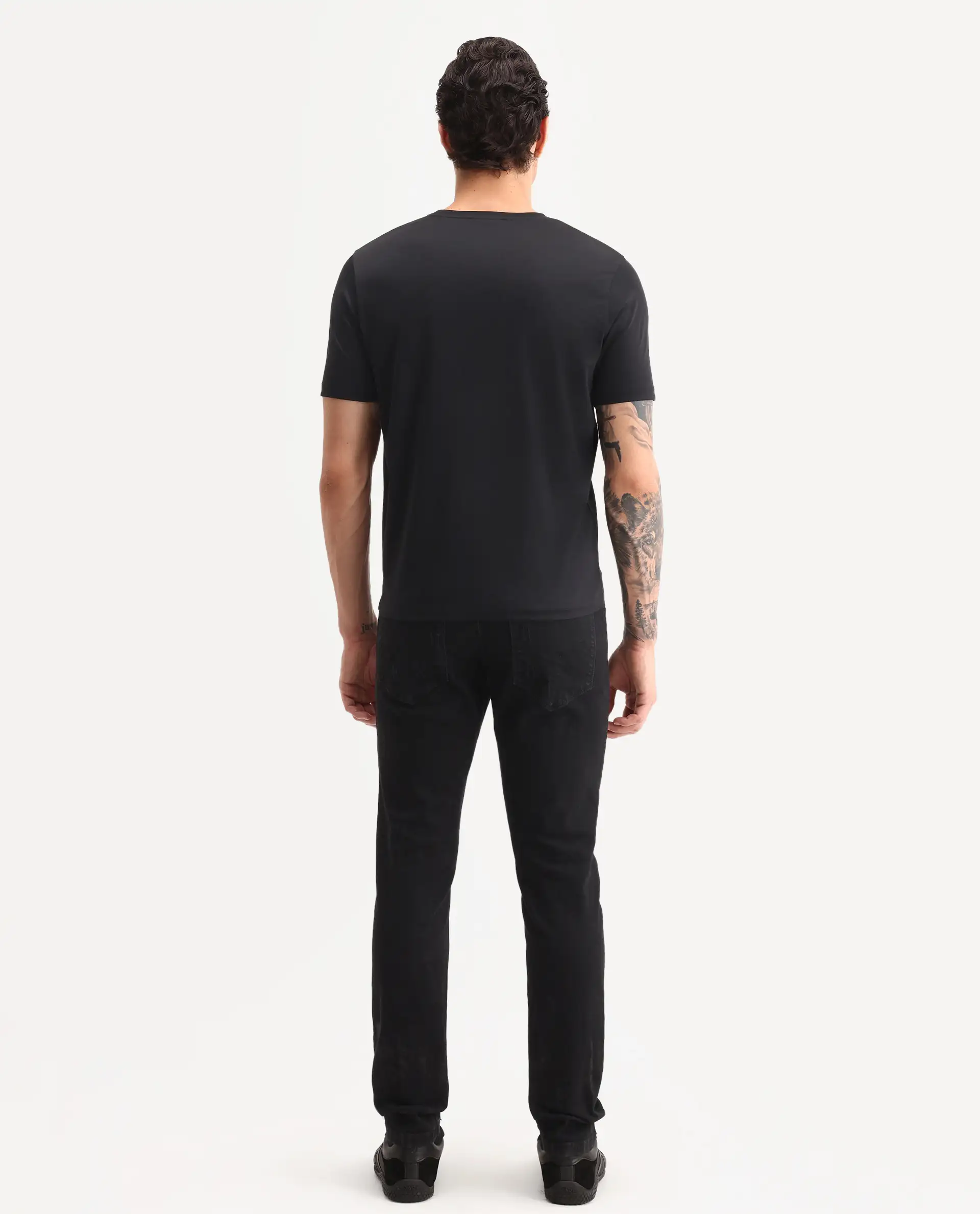 Rare Rabbit Men's Astra Bh Black Cotton Blend Fabric Shank And Zipper Hawk Slim Plain Jeans - Image 8