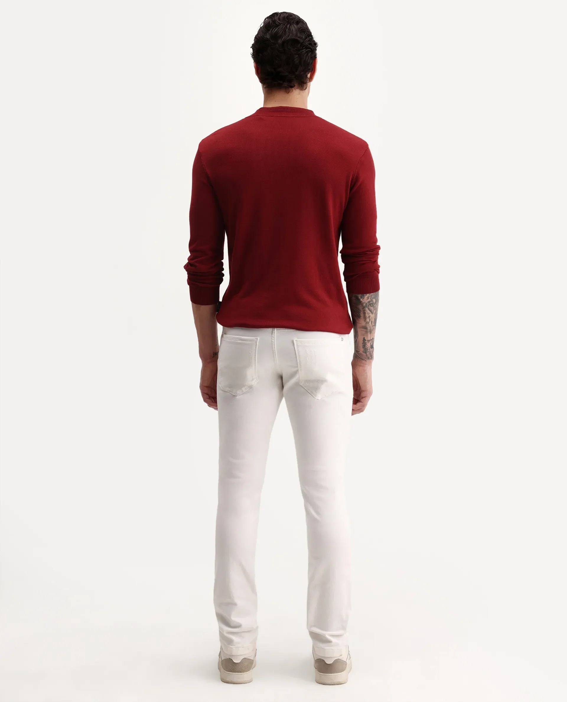 Rare Rabbit Men's Astra W White Cotton Blend Hawk Slim Fit Plain Jeans - Image 9